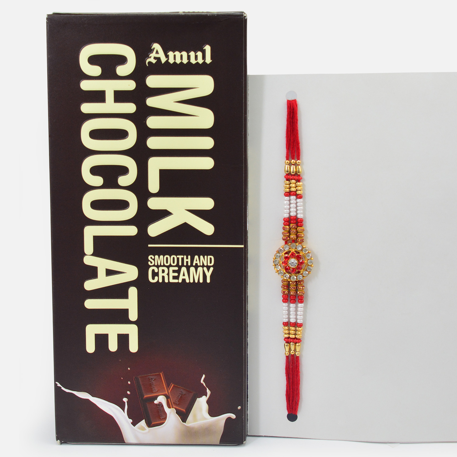 Amul Milk Chocolate Small Pack with Beads Designer Rakhi 