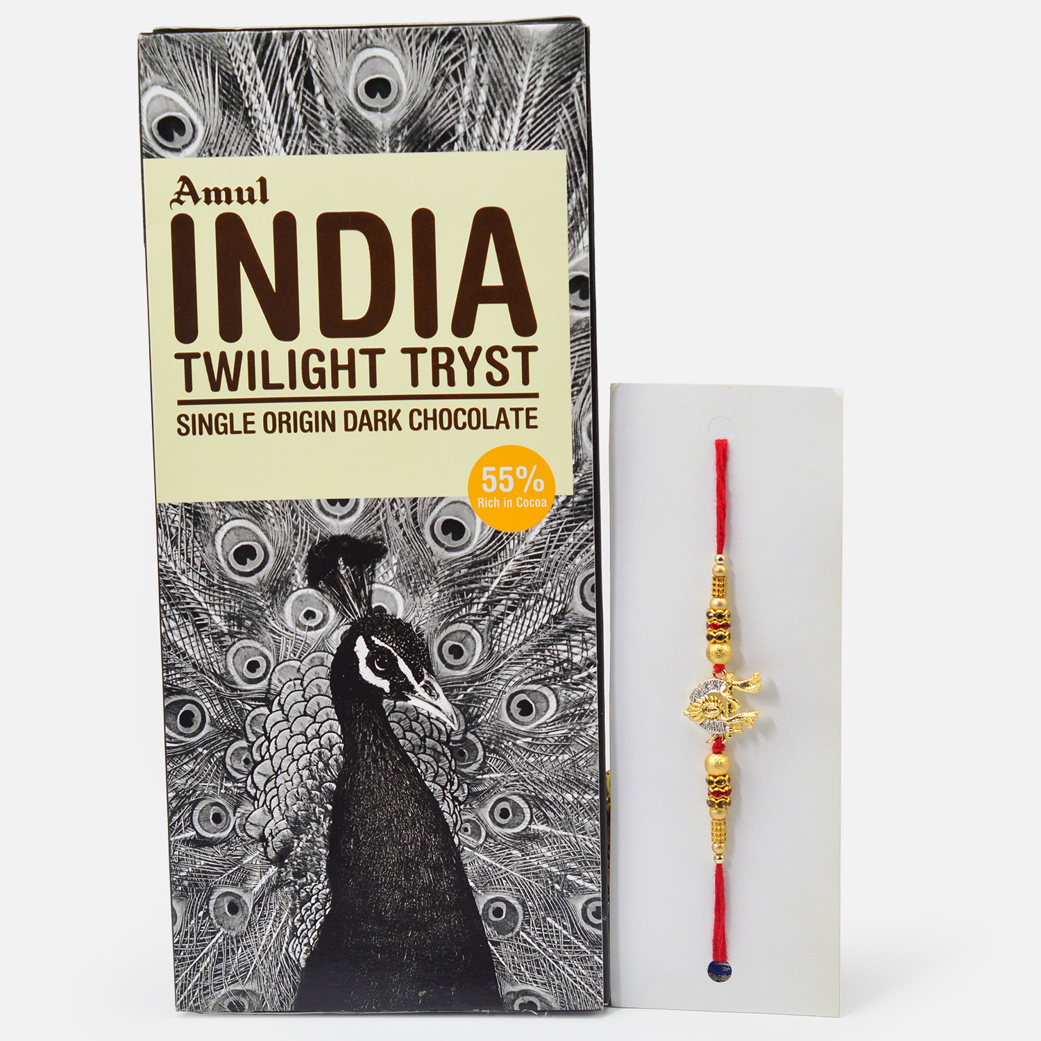 Amul Indian Twilight Tryst Chocolate with Auspicious Silver Beads Rakhi 