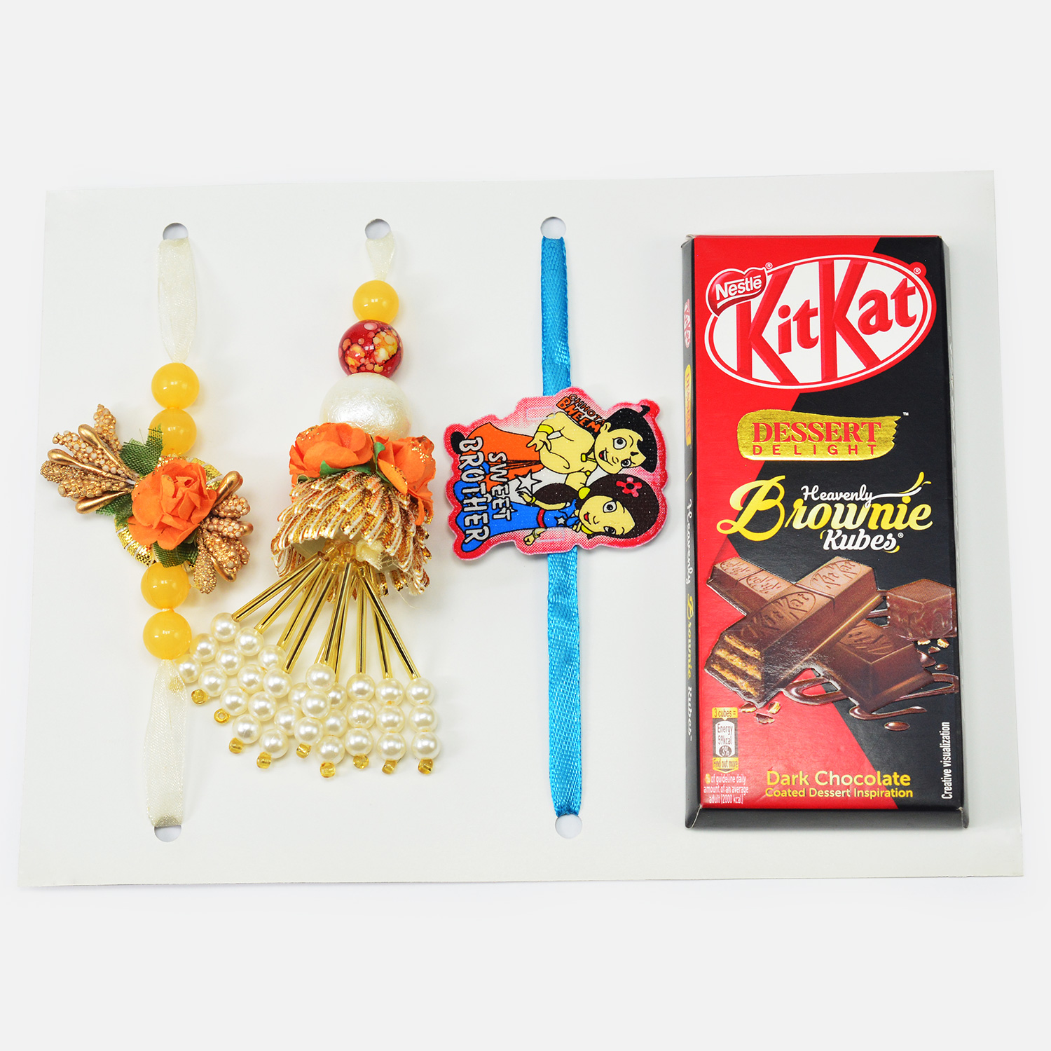 Amazing Set of Family Rakhis with Kitkat Brownie Chocolate By Nestle