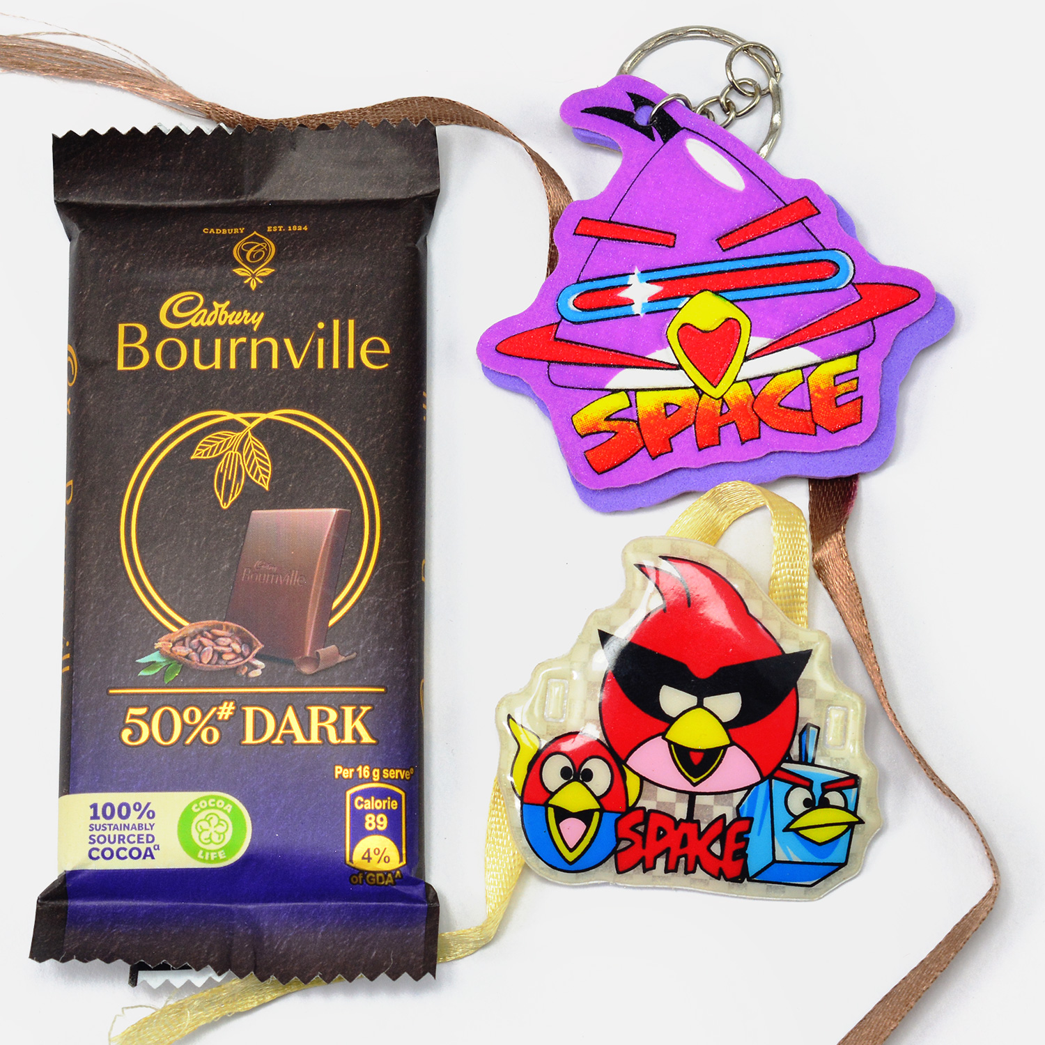 Angry Bird Games Two Rakhis for Kids with Bournville Cadbury Tasty Chocolate