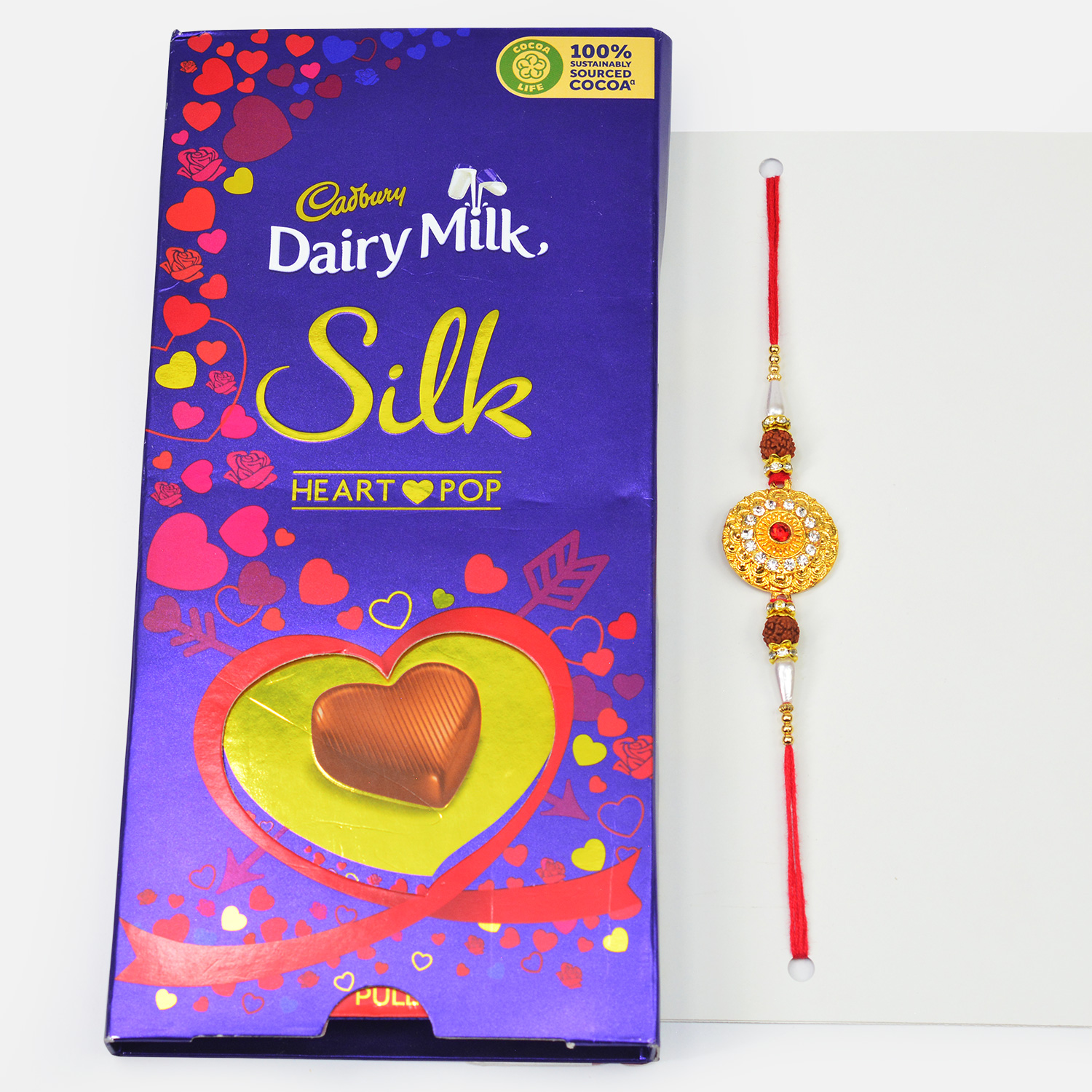 Dairy Milk Heart Pop Chocolate with Golden coin Type Bhai Rakhi