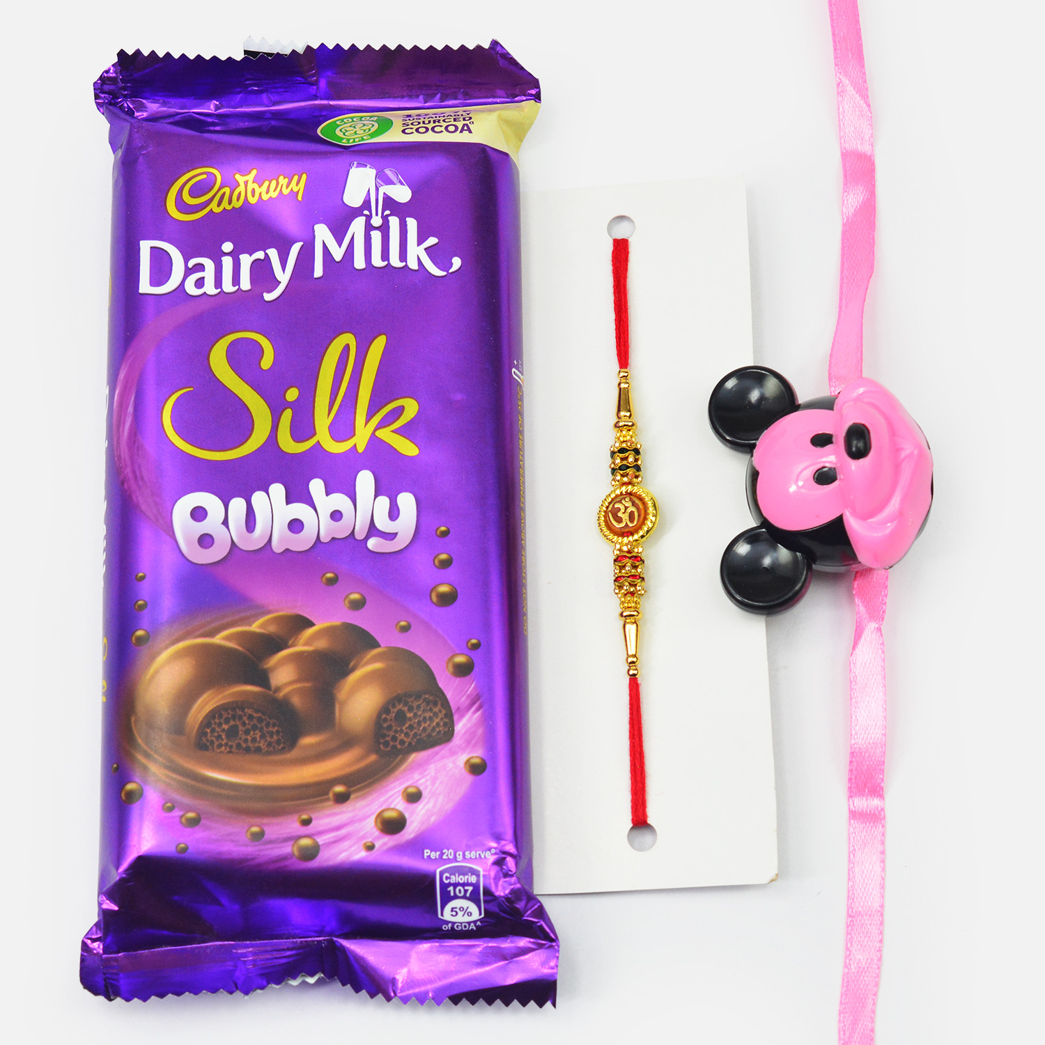 Mickey Mouse Kid Rakhi with Brother Rakhi and Bubbly Chocolate