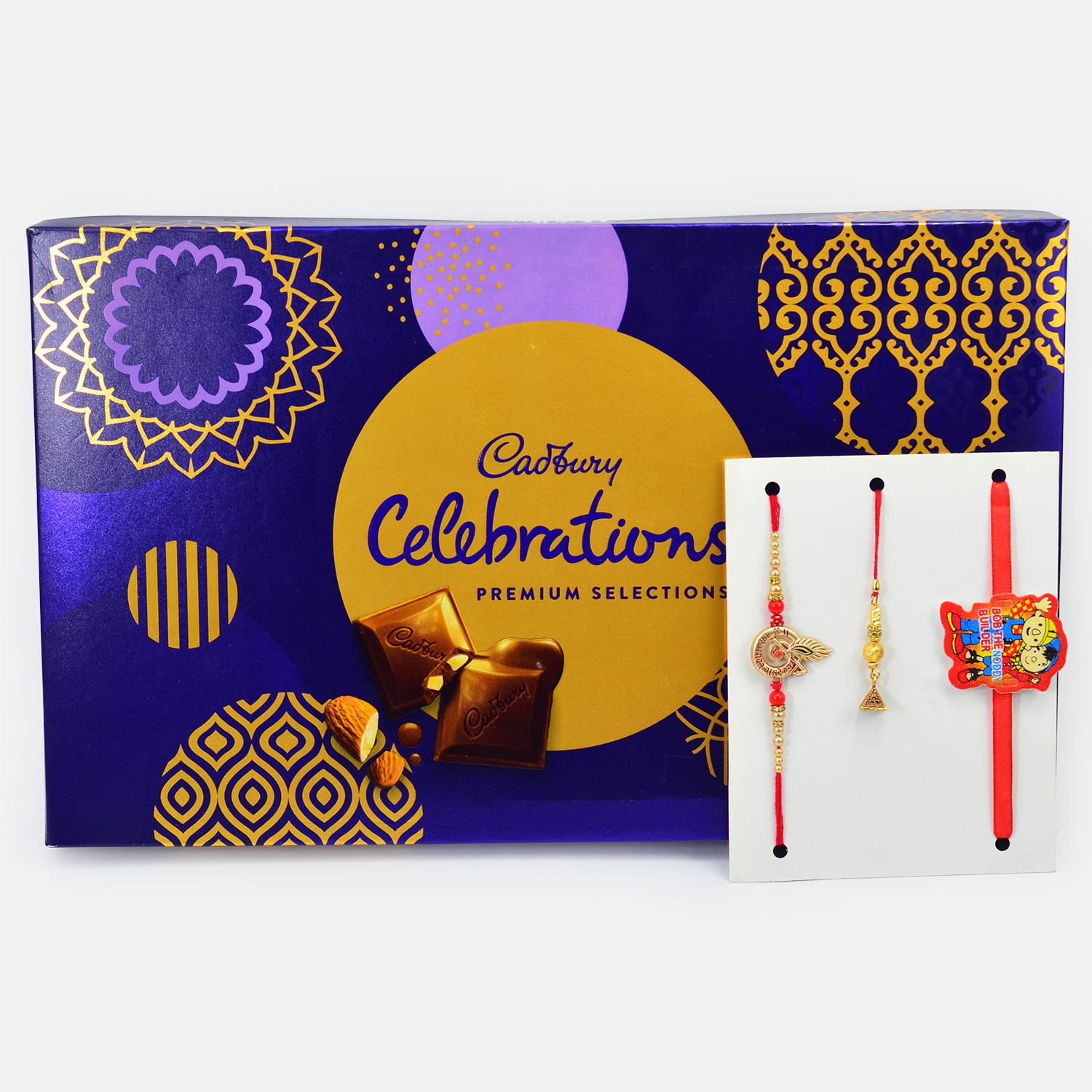 Stunning Amazing Rakhi Set of 3 for Family with Premium Chocolates Celebration Pack
