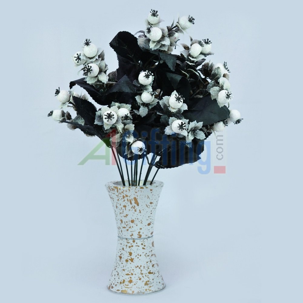 White Bead Flower with Designer Pot