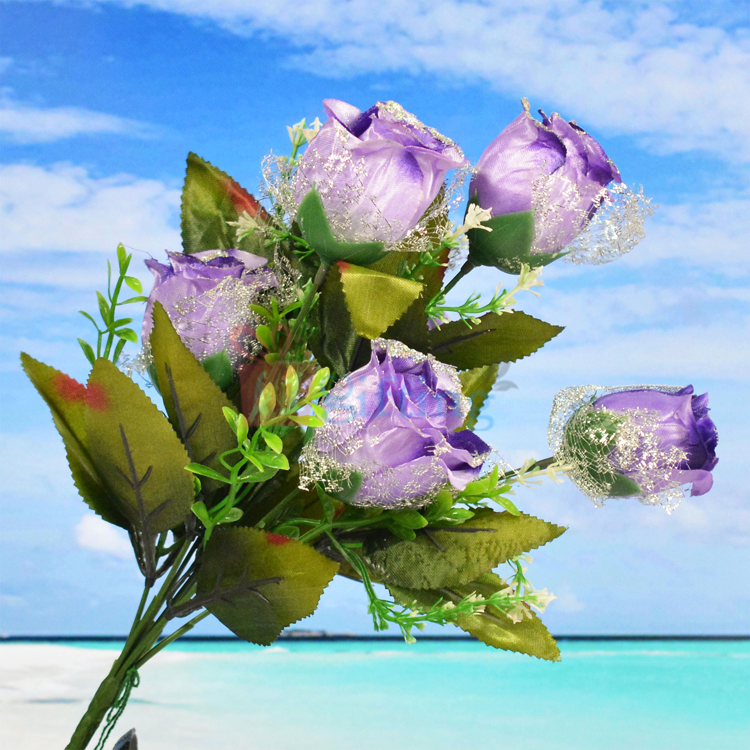 PurpleRose Flower Decorative Artificial Plant