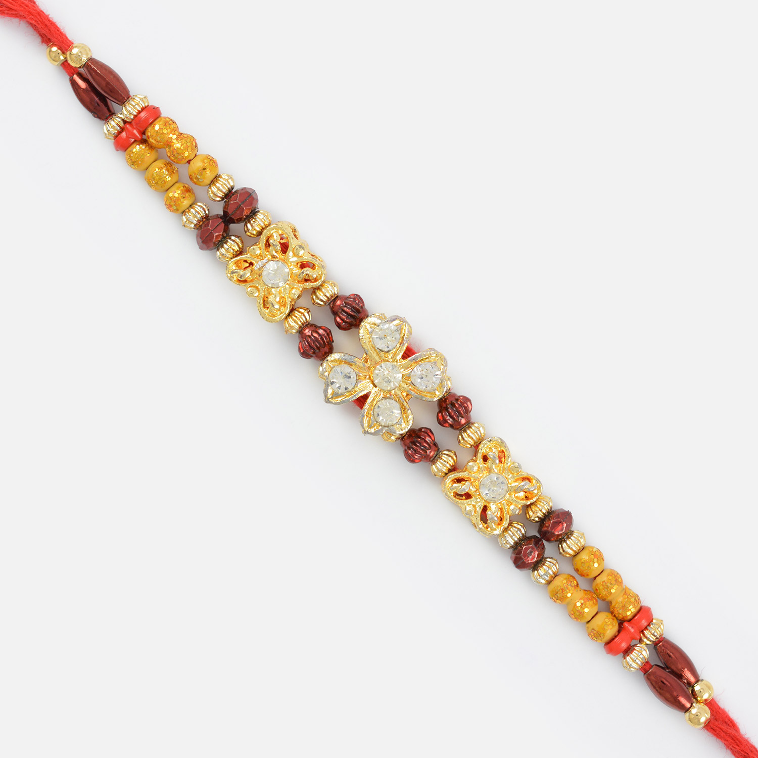 Twin Linear Beads Diamond Designer Rakhi