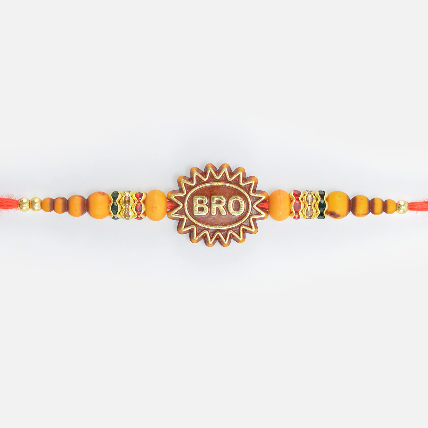 Colorful Jewel and Beads in Mauli Thread Design er Bro Rakhi for Brother