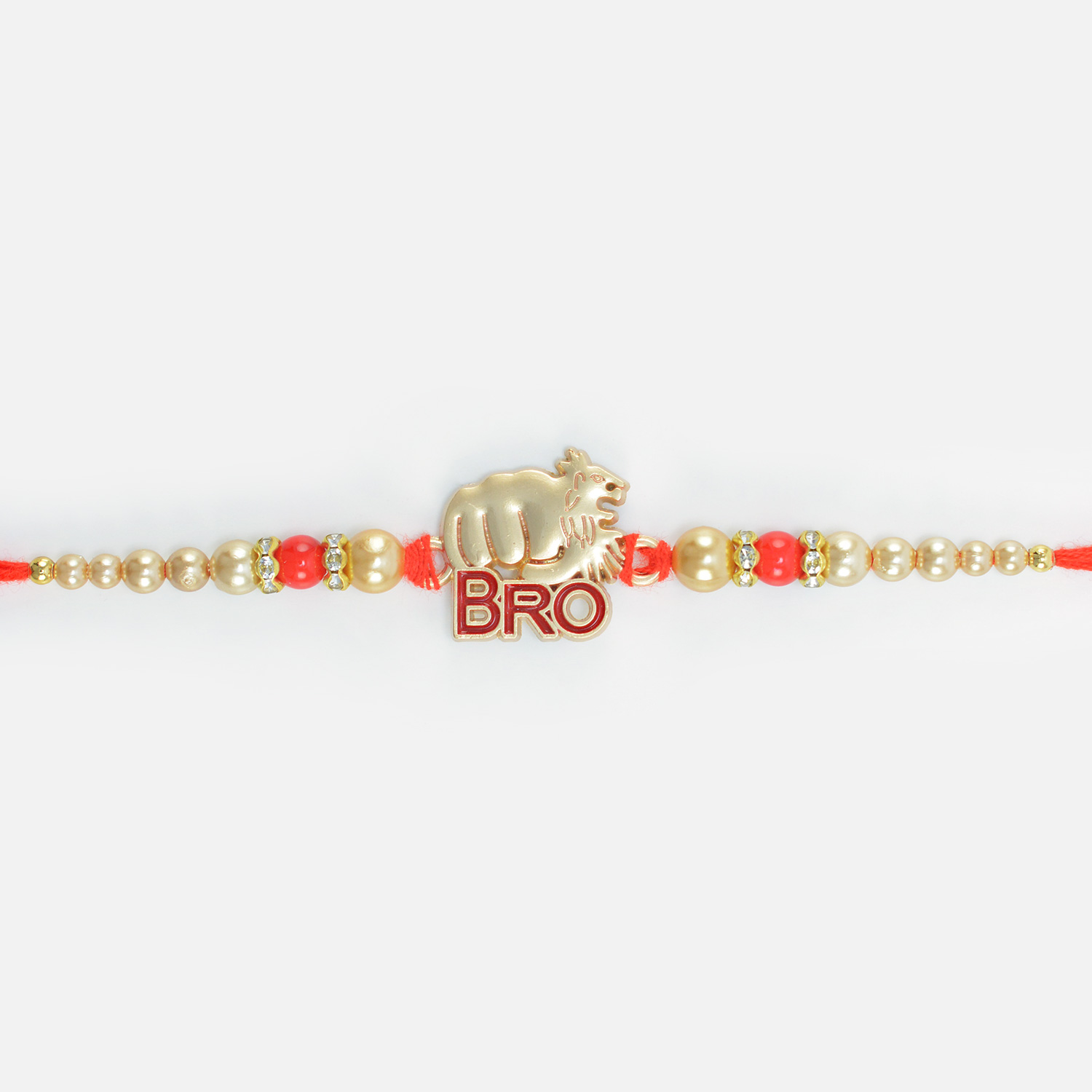 Multi Color Pearl Design Bro Written Hand Punch Stylish Rakhi for Brother