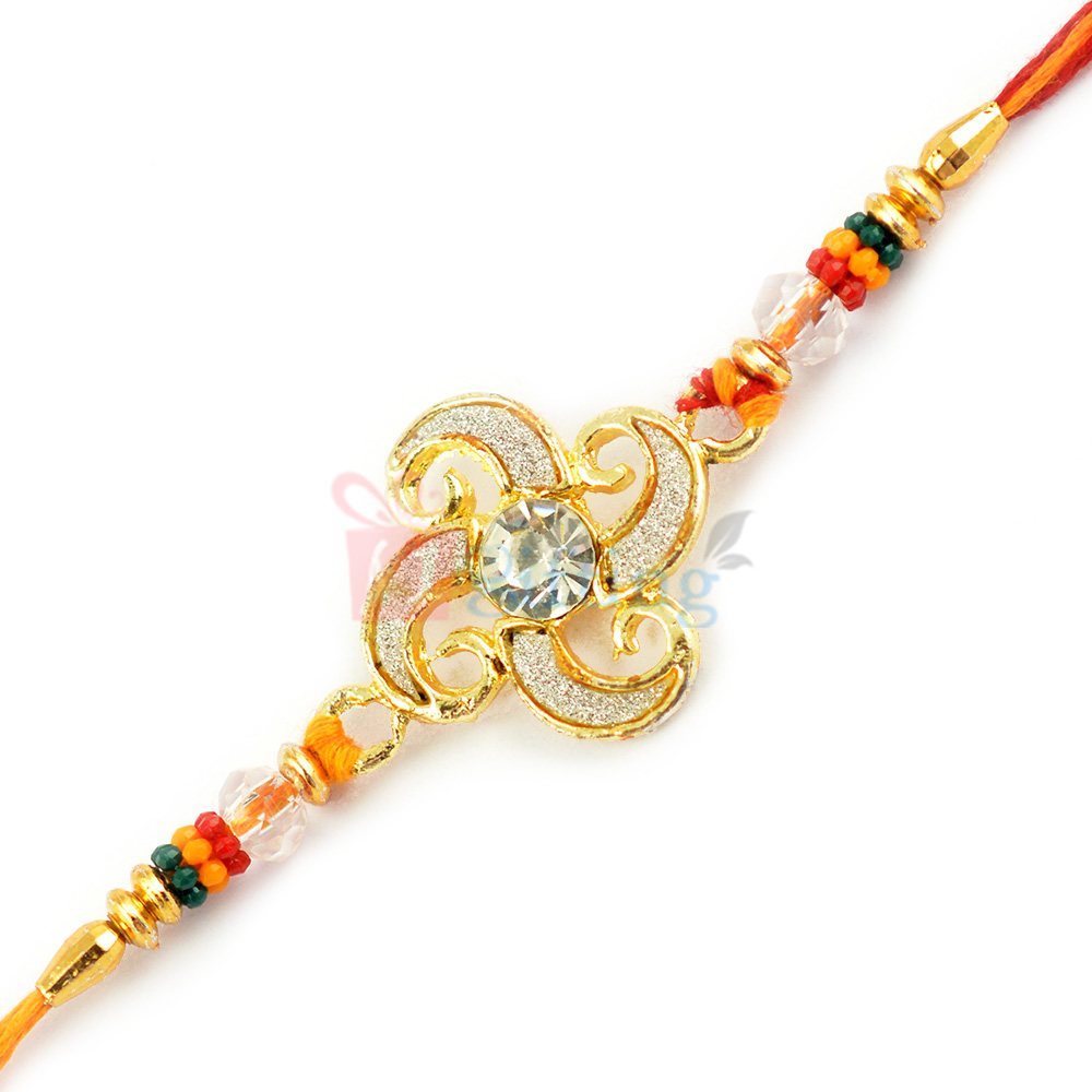 Excellent Ad and Diamond Floral Rakhi