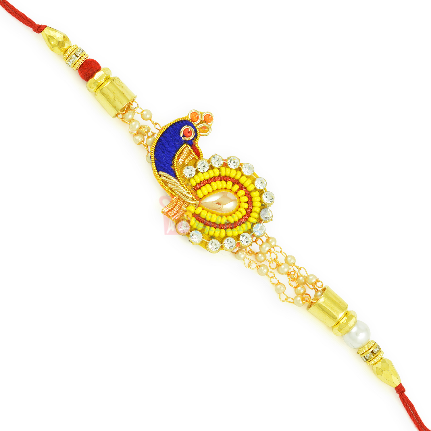 Colorful Zardosi Beads Diamond Work Designer Rakhi