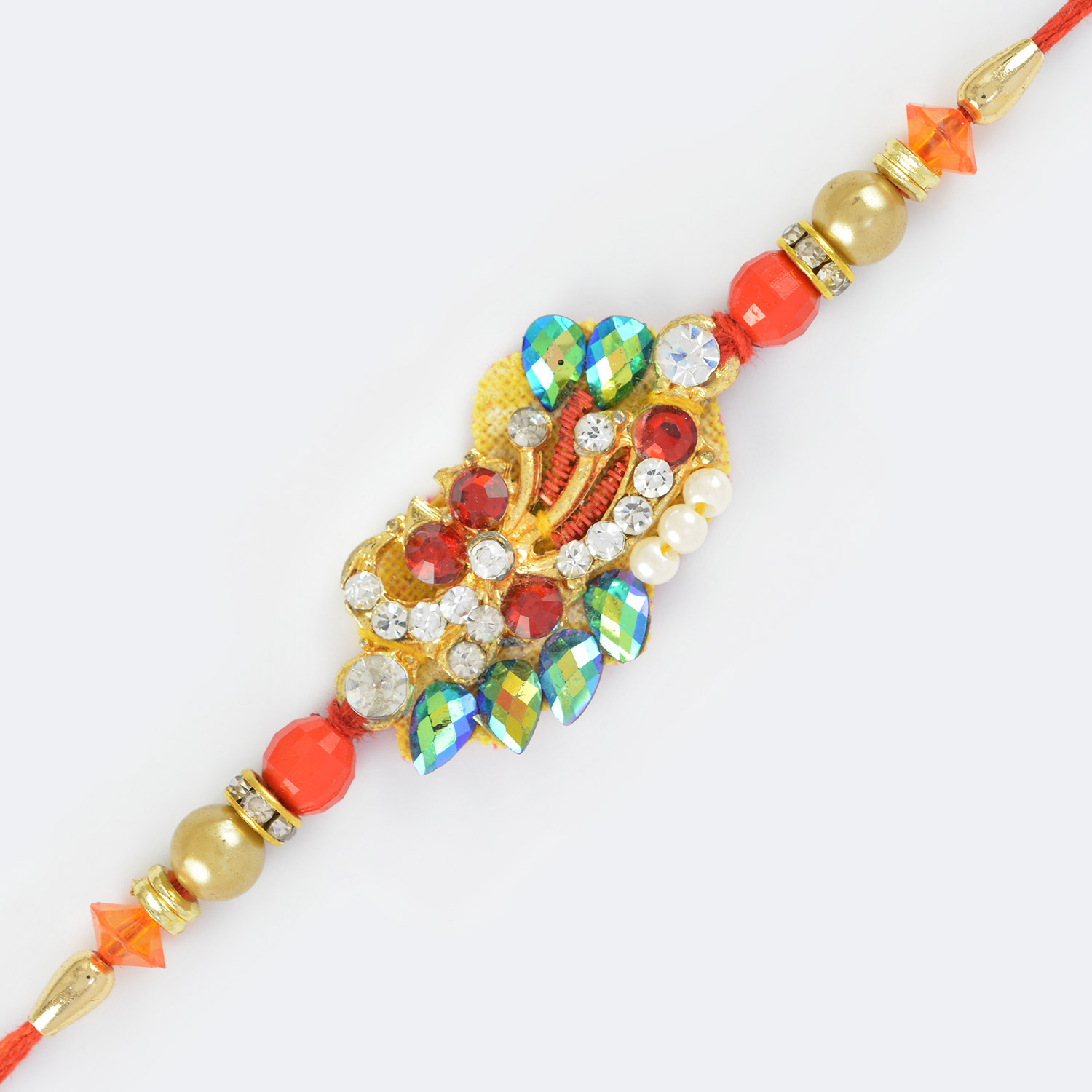 Butterfly Designer Colorful Fancy Rakhi with Diamonds Pearls and Beads