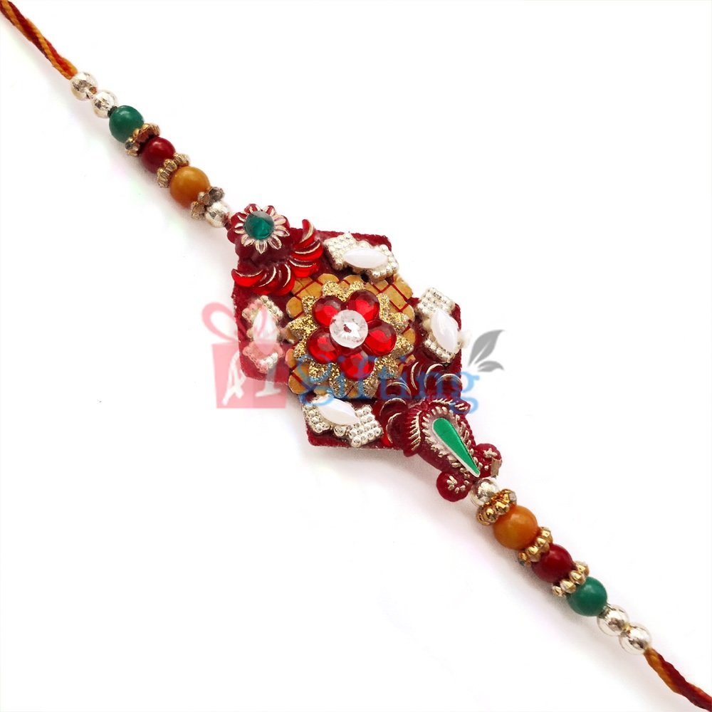 Light Weight and Durable Fancy Looking Beads and Glass Work Rakhi