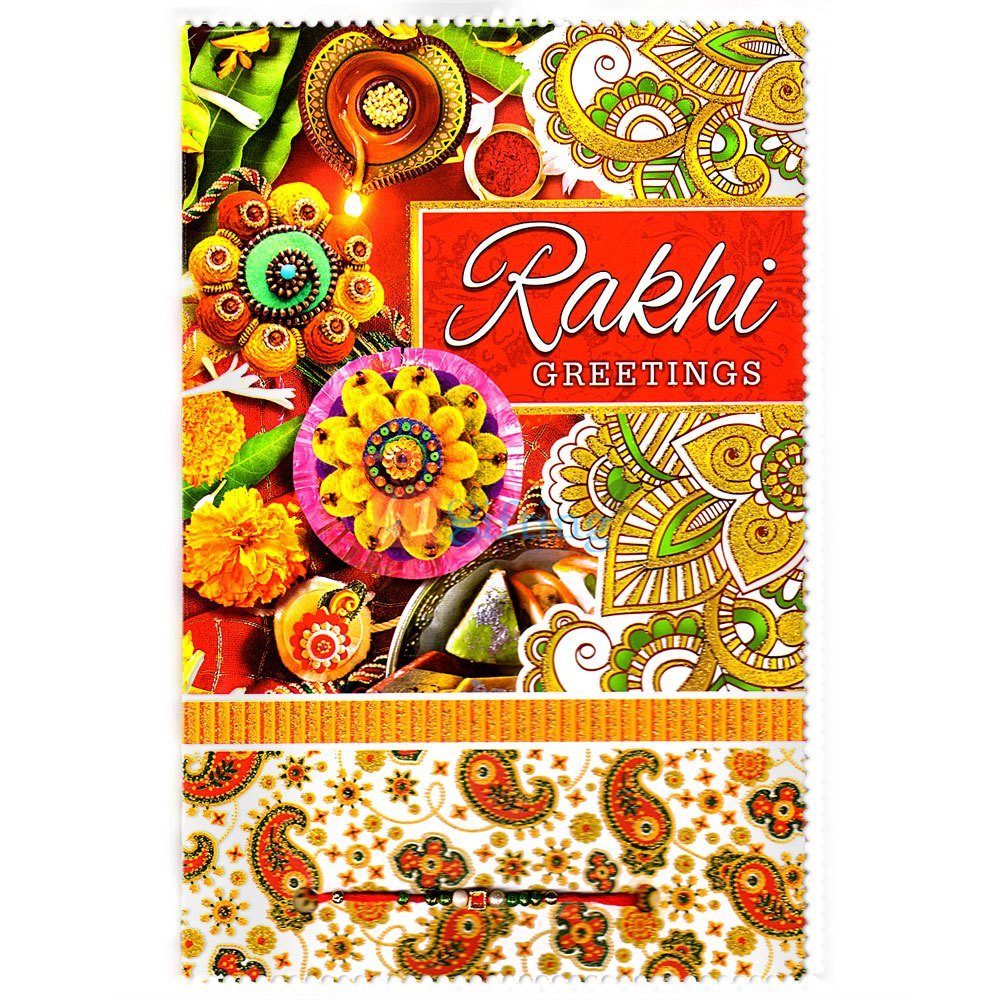 Traditionally Designed Rakhi Greeting Card for Brother