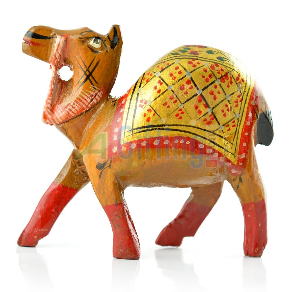 Painted Handicraft Camel in Wooden