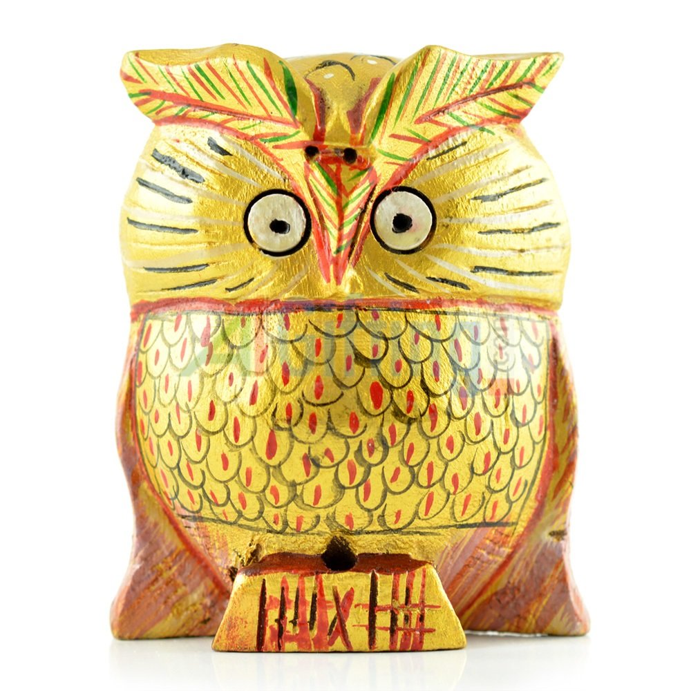 Handicraft Owl in Wooden Painted Gifts
