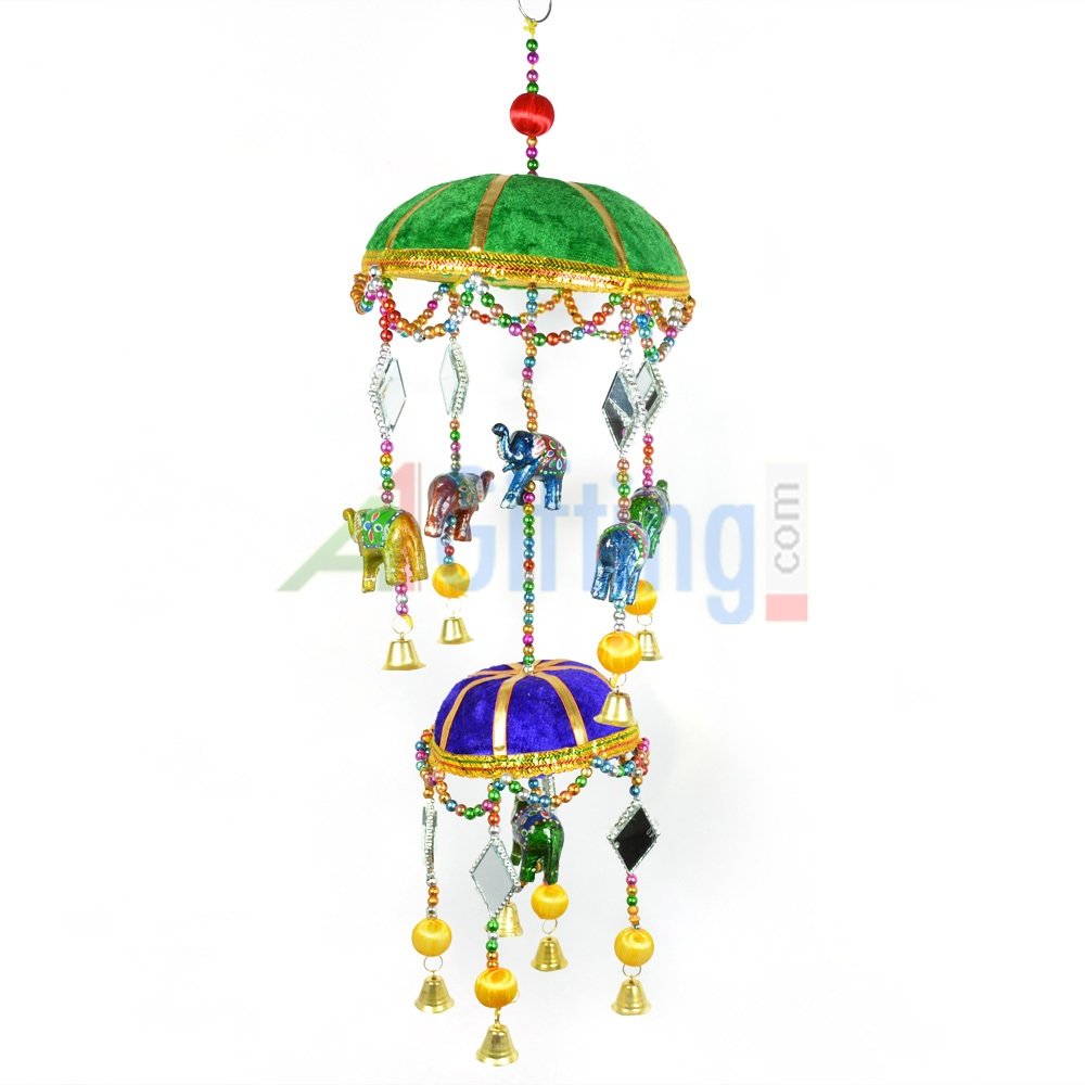 Twin Cap Jhoomer with Handcrafted Ball and Glass Work