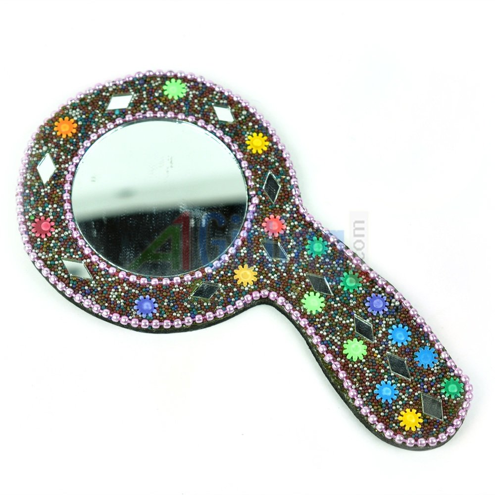 Mirror with Handle Circular Hand Crafted