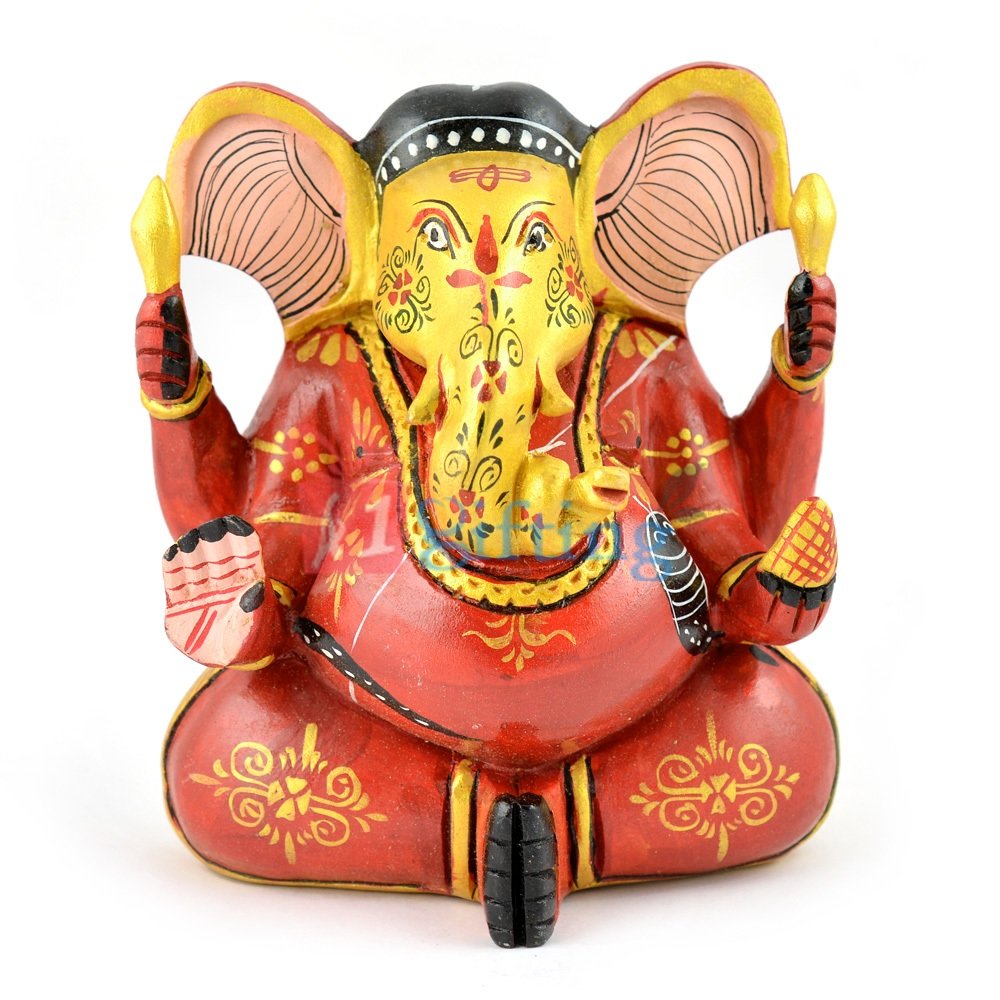 Wooden Painted Appu Ganesha 5 Inch