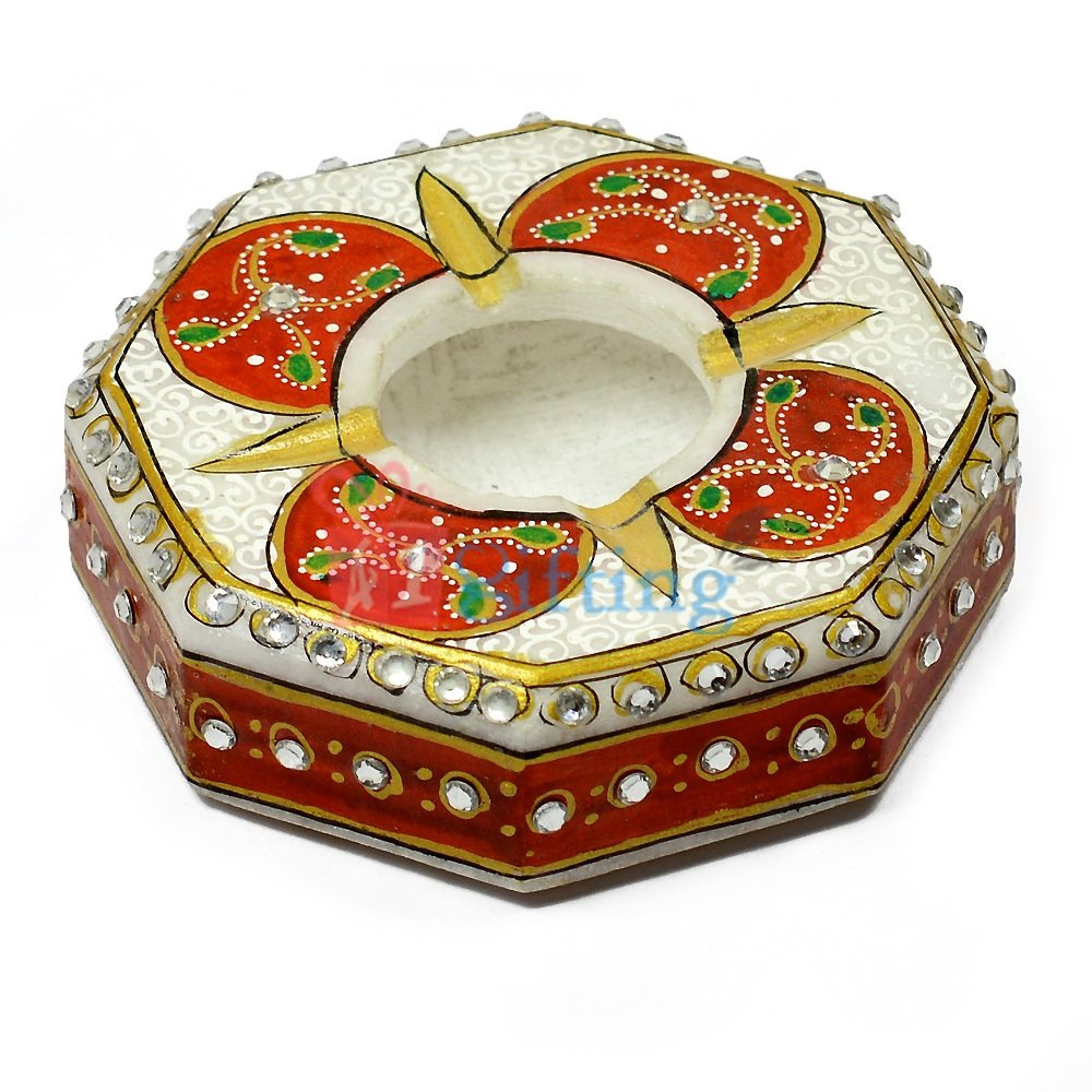 Octagonal Marble Painted Designer Ash Tray