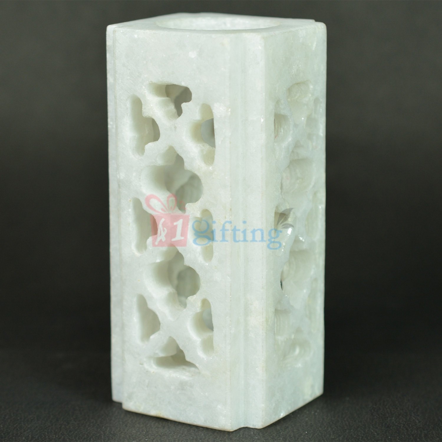 Carved Square Pure Marble Pen Holder