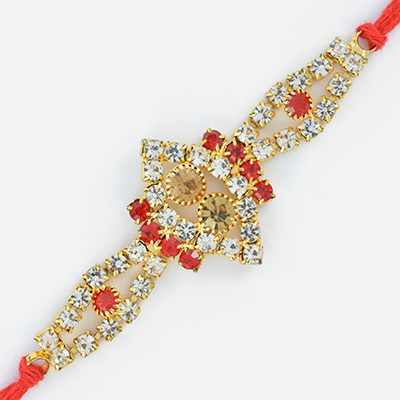 Diamond Base Oval Shape Rakhi for Brother 