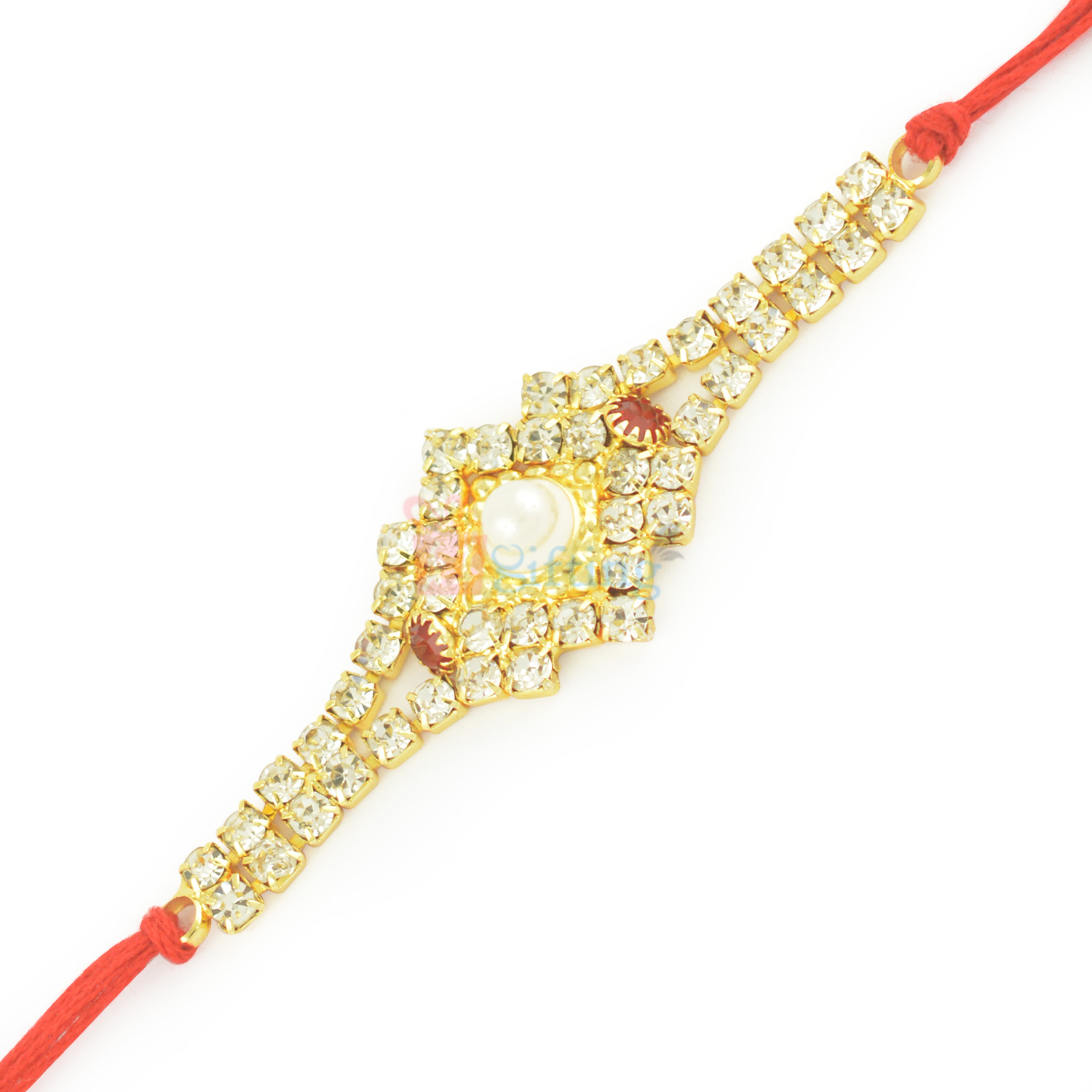 Diamond with Golden Belt Pearl Fancy Rakhi