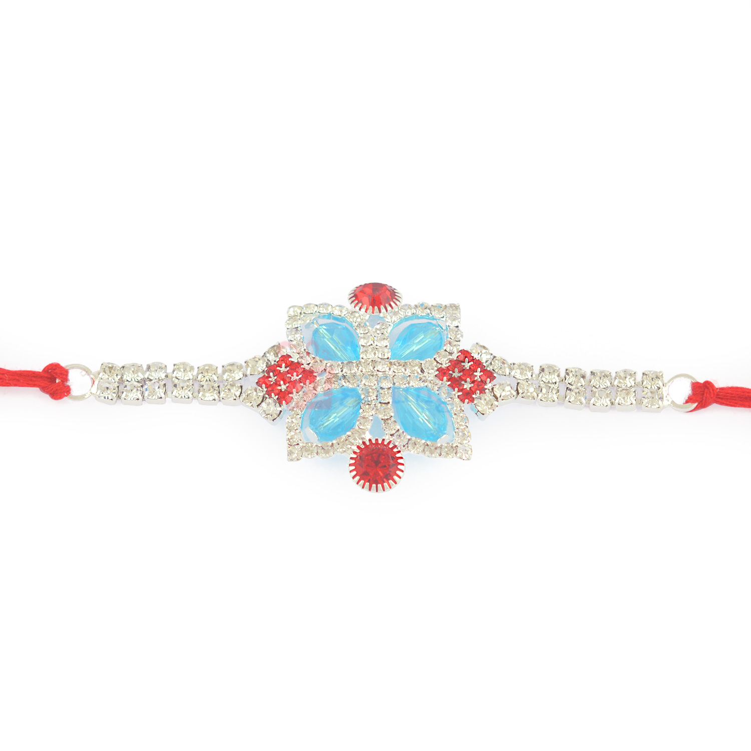 Marvellous Looking Jewel and Silver Combined Rakhi