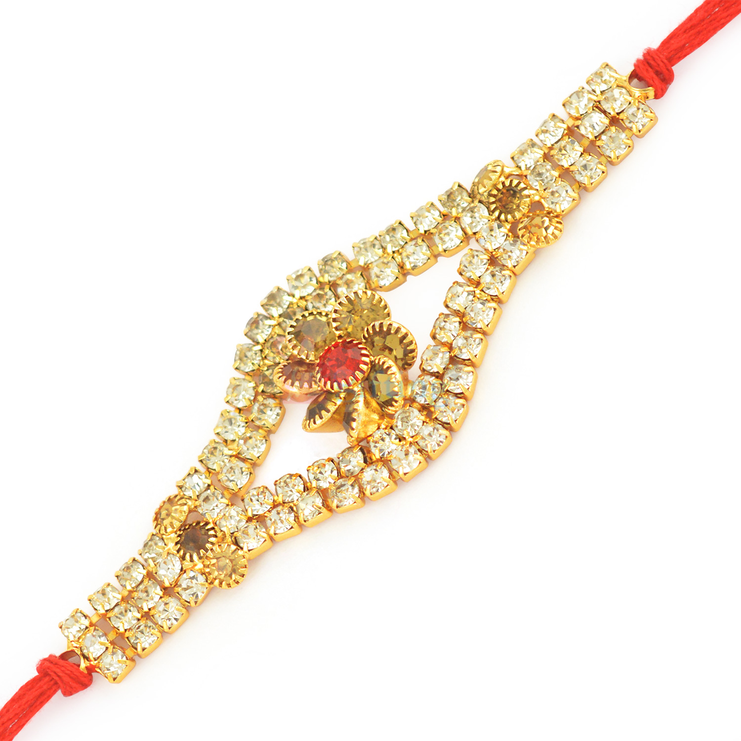 Golden with Diamond Studded Stylish Rakhi