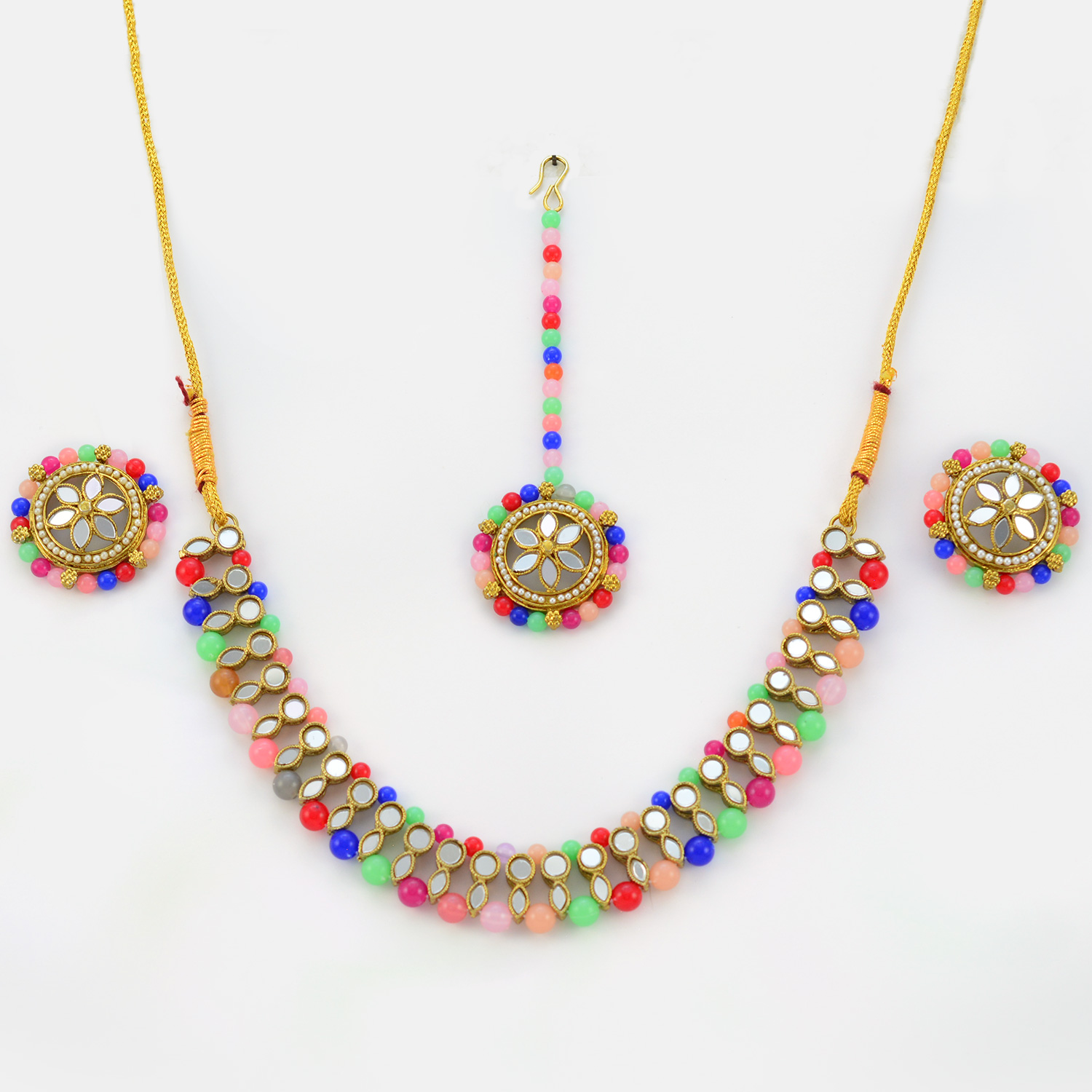 Attractive Kundan Designer Jewel Set with Earrings and Maang Teeka