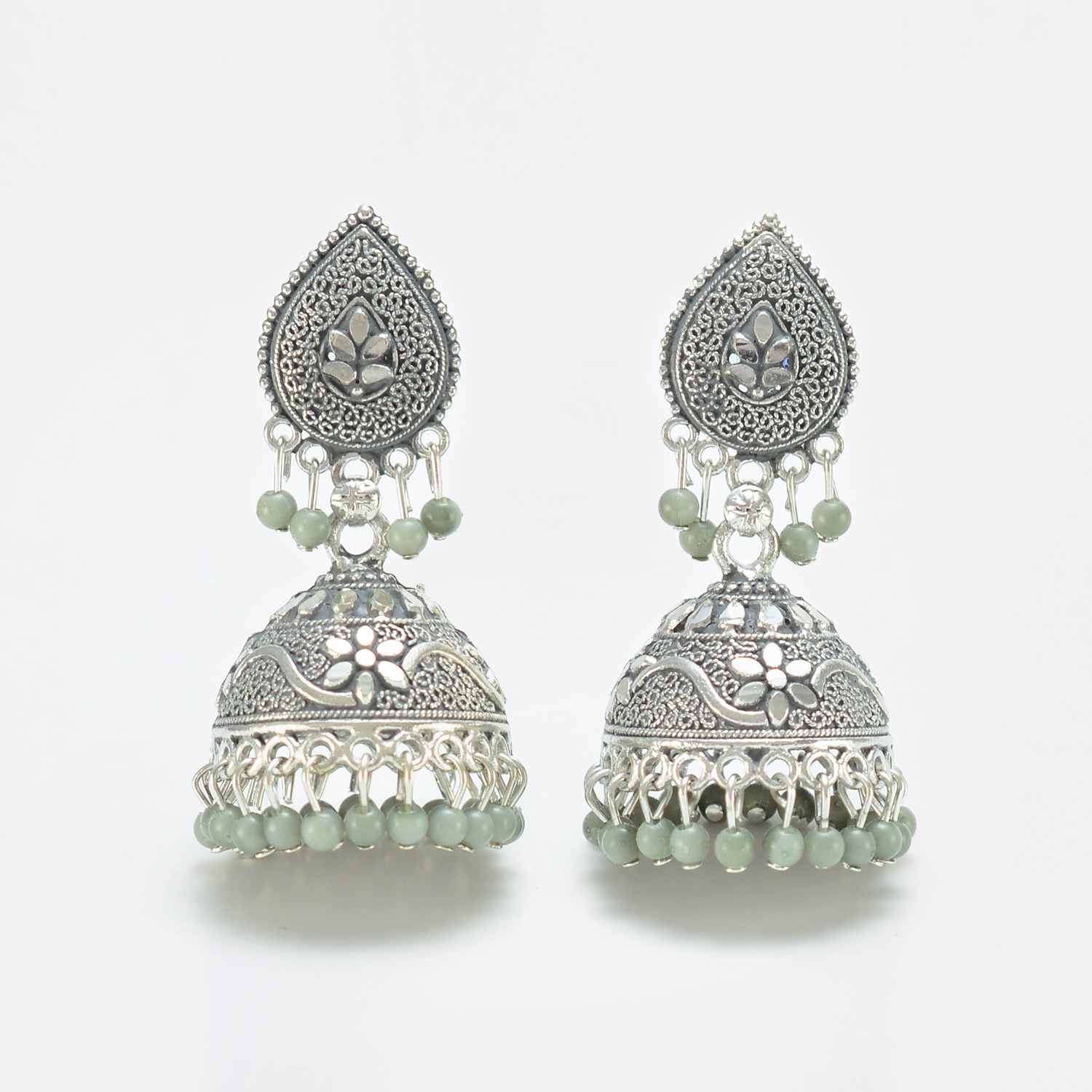 Elegant Traditional Silver Designer Jhumka set