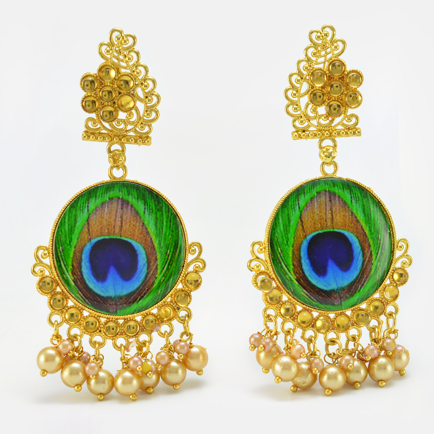 Beautiful Peacock Style Jhumka set With Pearls