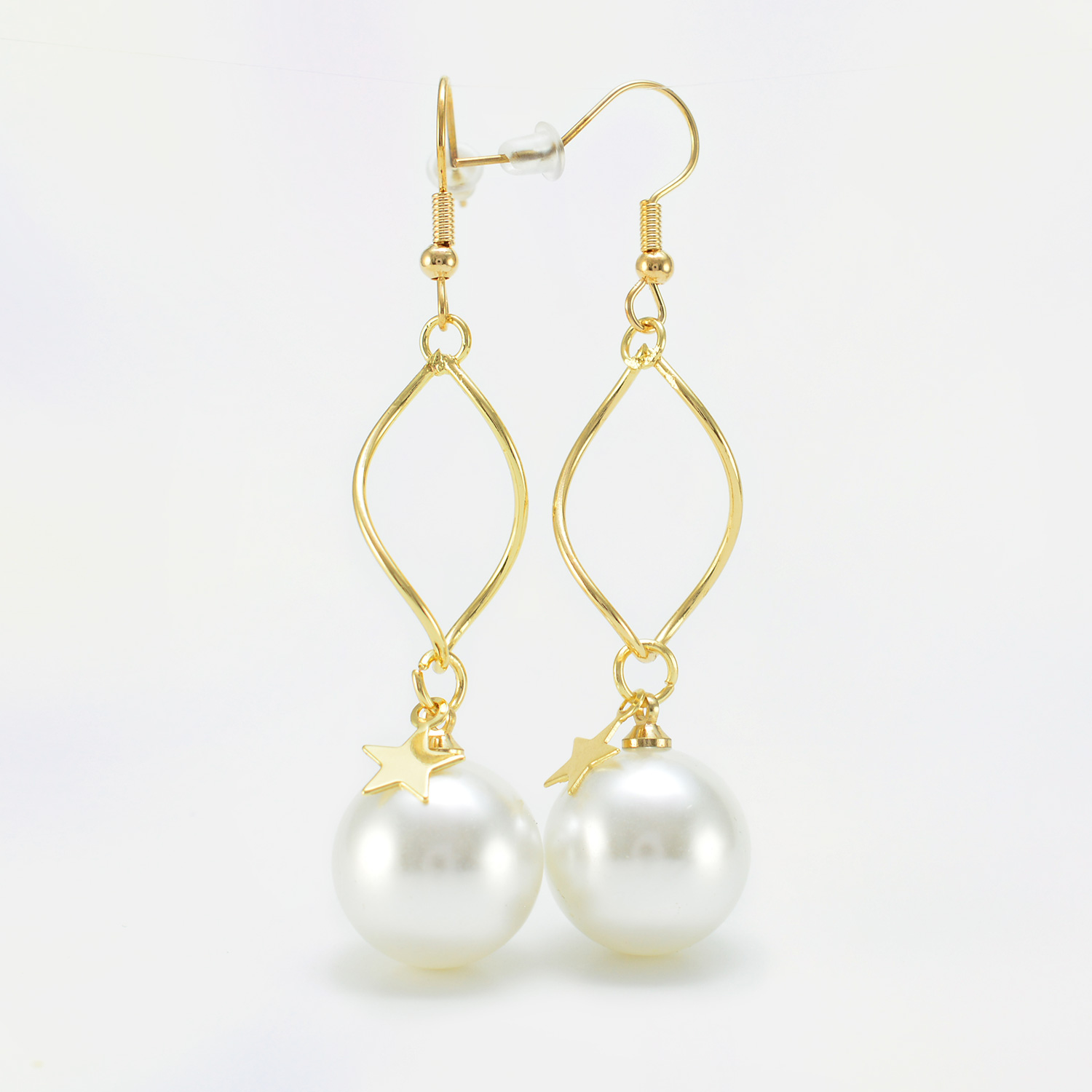 Star Designer Golden Color Earrings set with Big Pearls