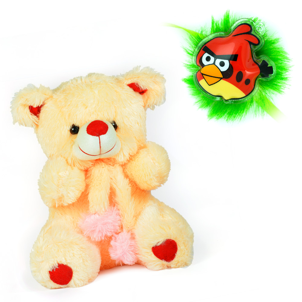 Stuffed Cutty Girl Teddy Bear with Angry Birds Kids Rakhi