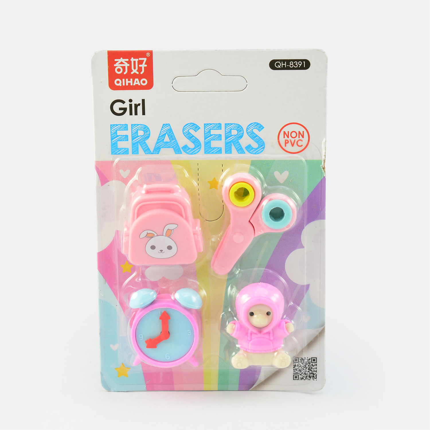 Different Style Girls Eraser Kit Set Non PVC Built