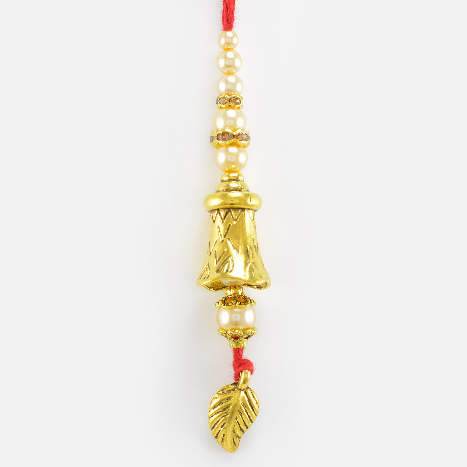 Golden Bell Pattern Beads Lumba Rakhi for Bhabhi