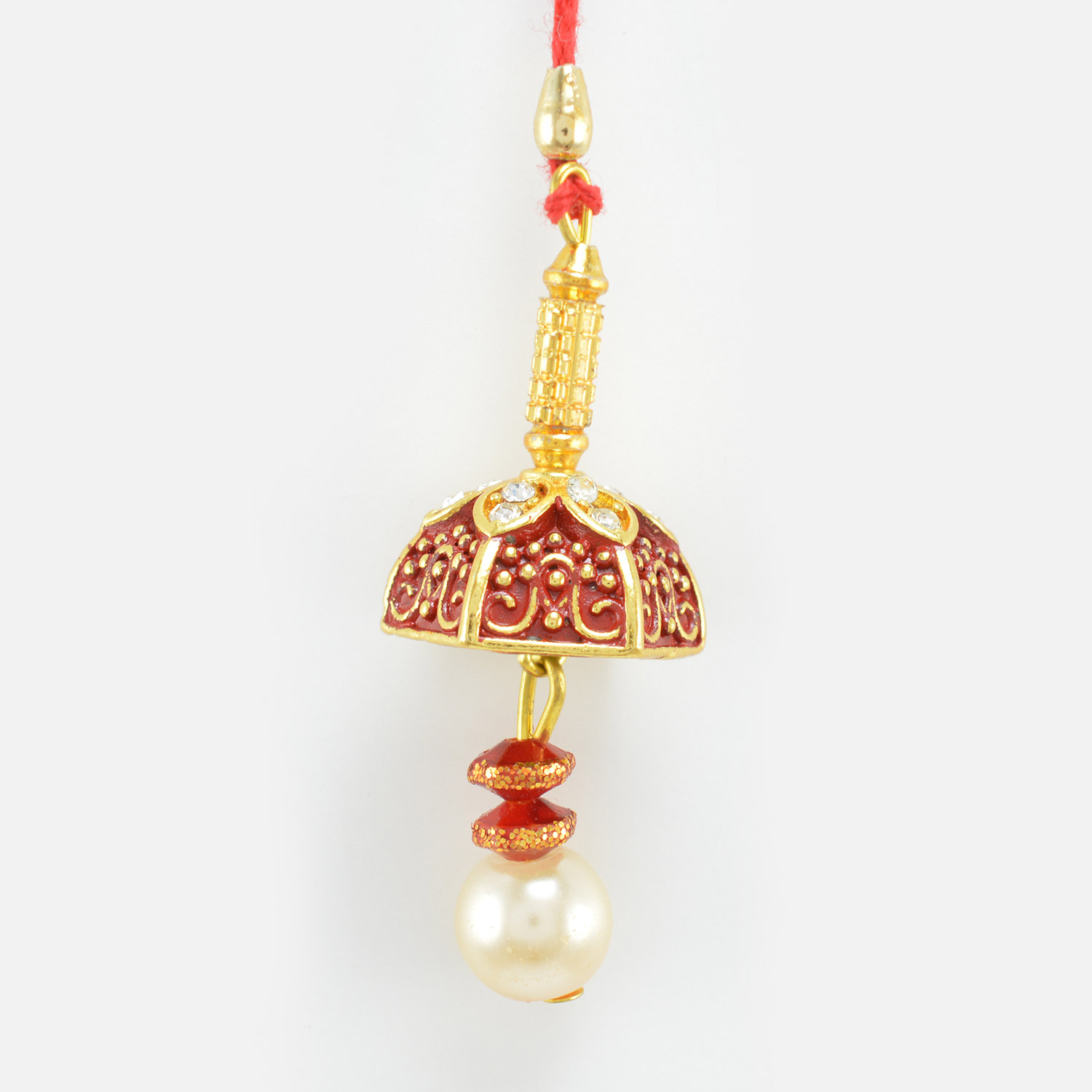 Traditionally Designed Pearl Golden Work Lumba for Bhabhi