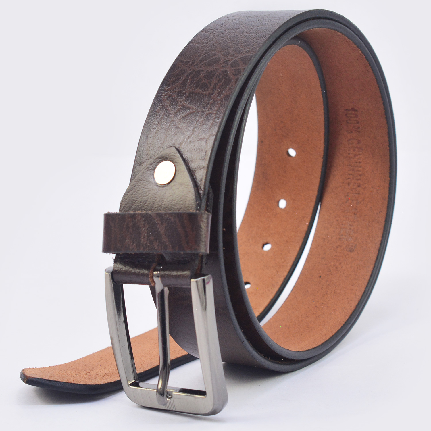 Brown Leather Stylish Buckle Modern Design Belt