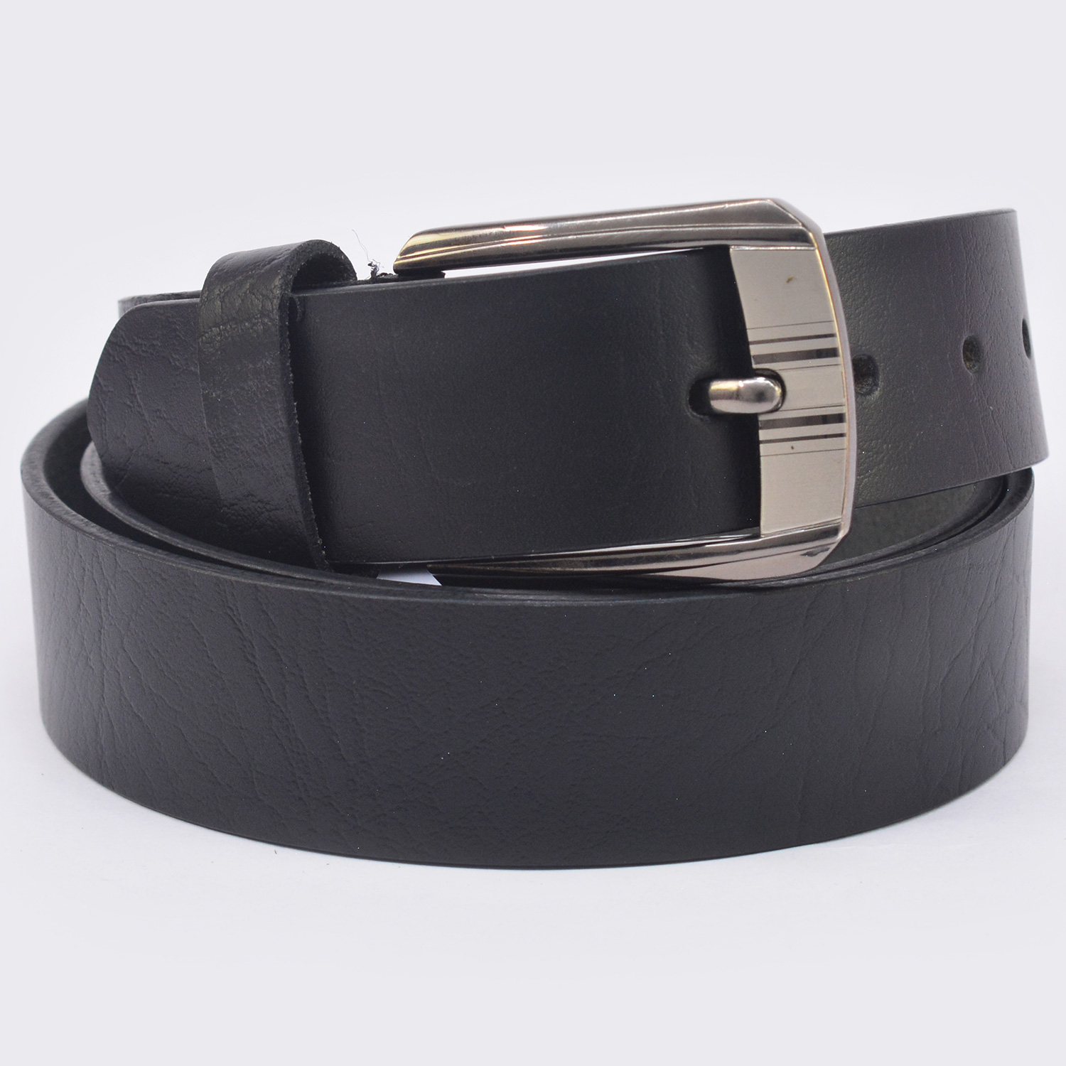 Silver Color Buckle Design Black Color Mens Belt