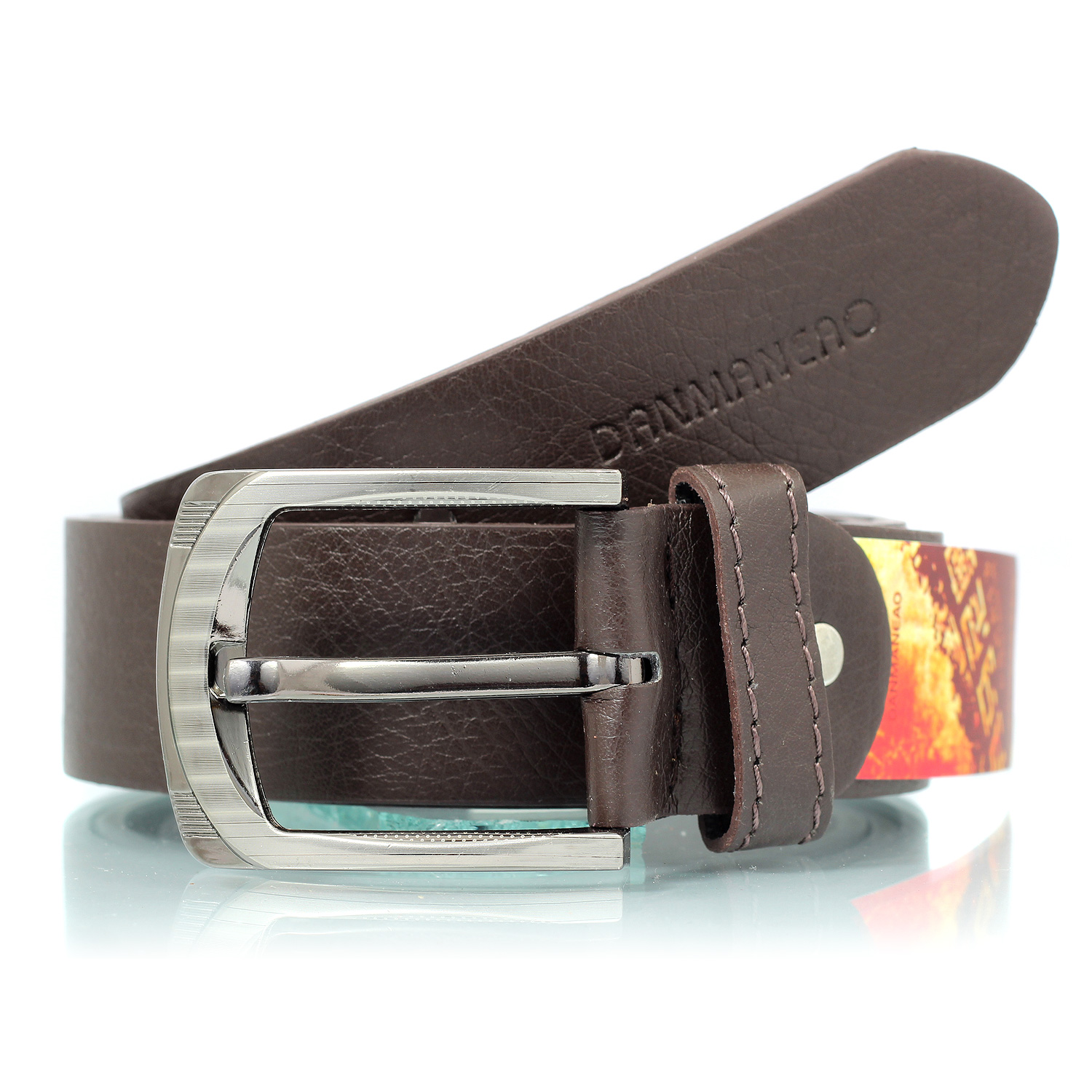 Danmaneao brown official pure Leather textured Belt