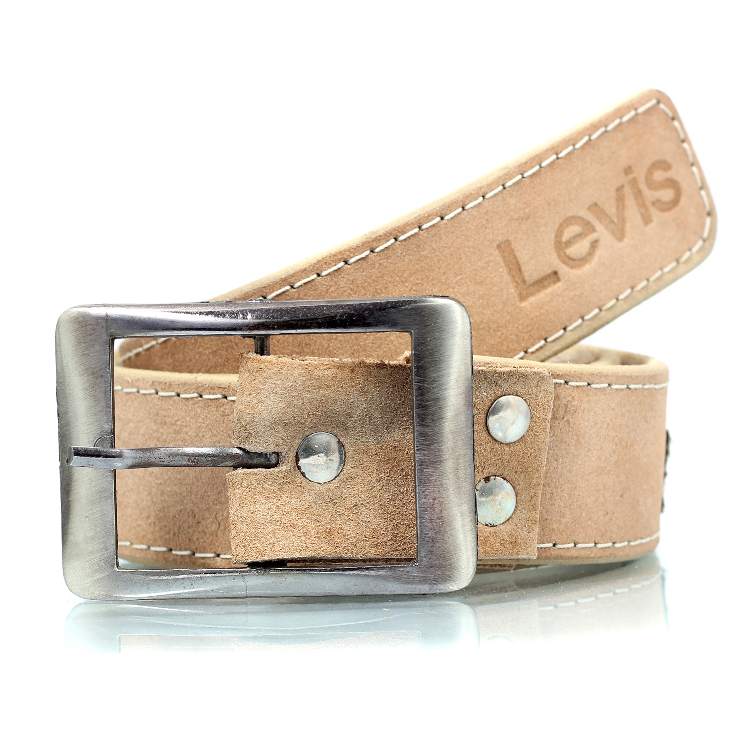 Levis Printed rough leather look hand stitched belt