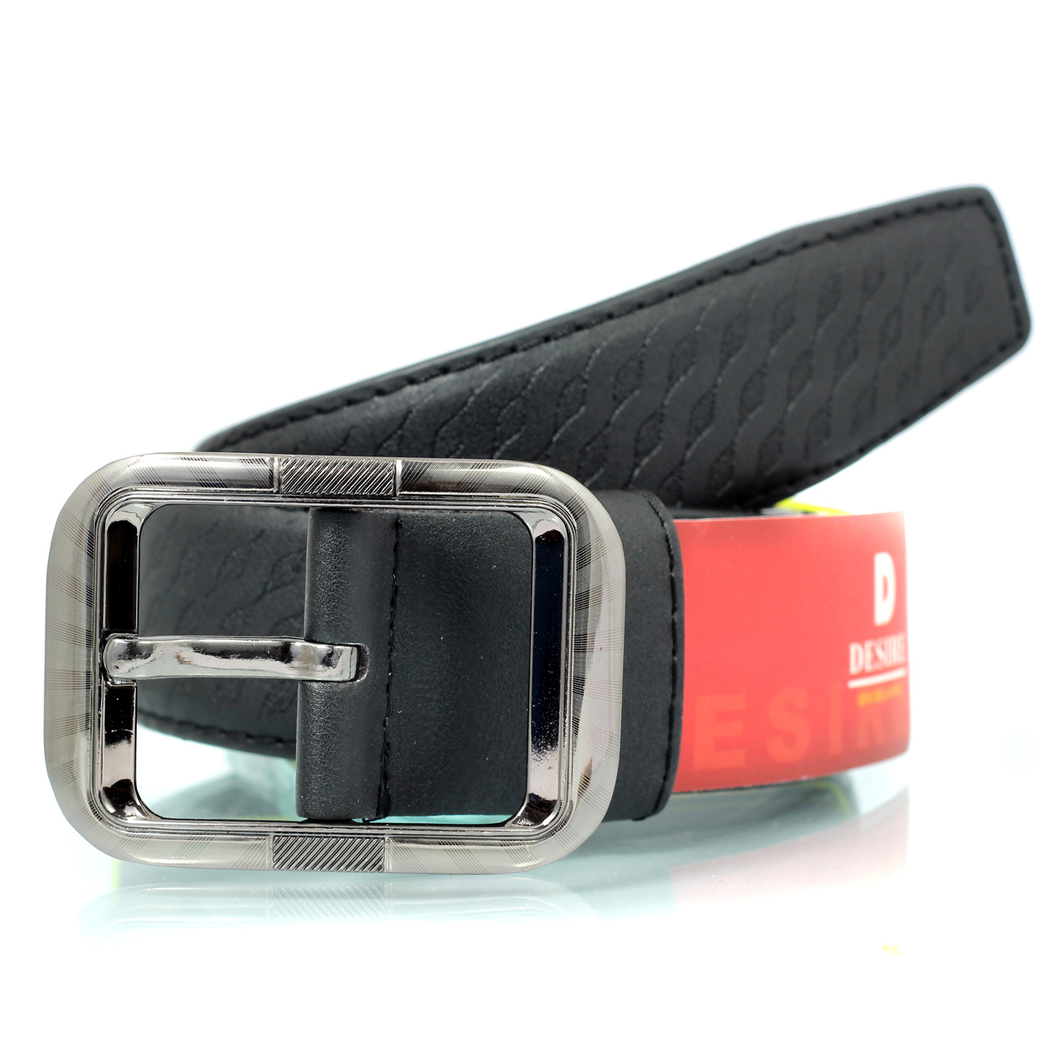 Zig-zag printed party and formal pure leather belt for men