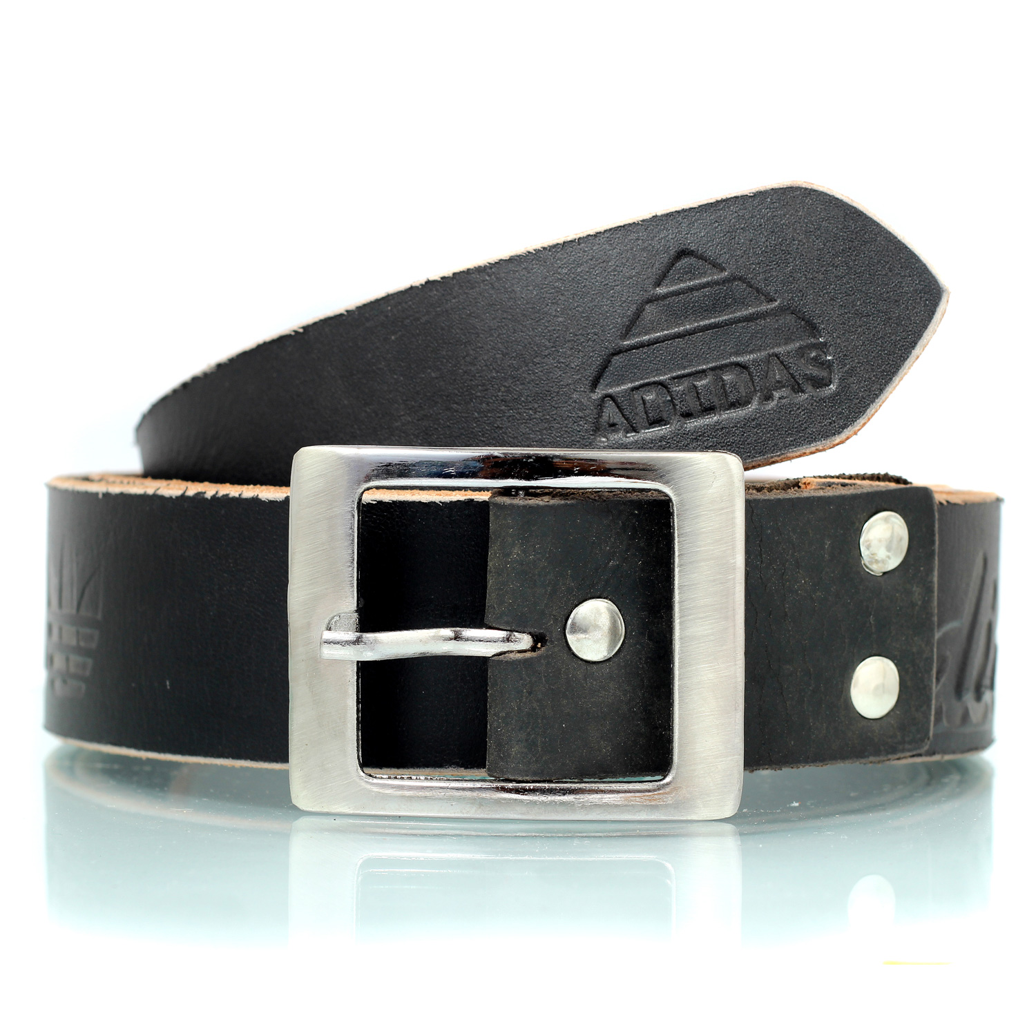 Rough and tough pure spunky leather look belt with metallic pin buckle