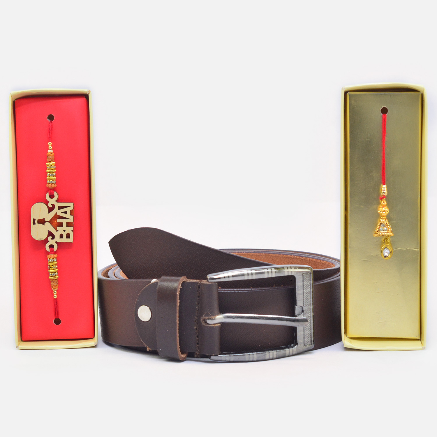 Spectacular Bhai Bhabhi Rakhi with Rich Look Leather Belt