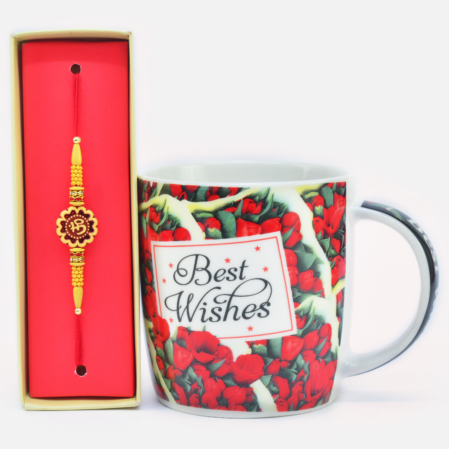 Awesome Floral Design OM Rakhi with Best Wishes Ceramic Coffee Mug
