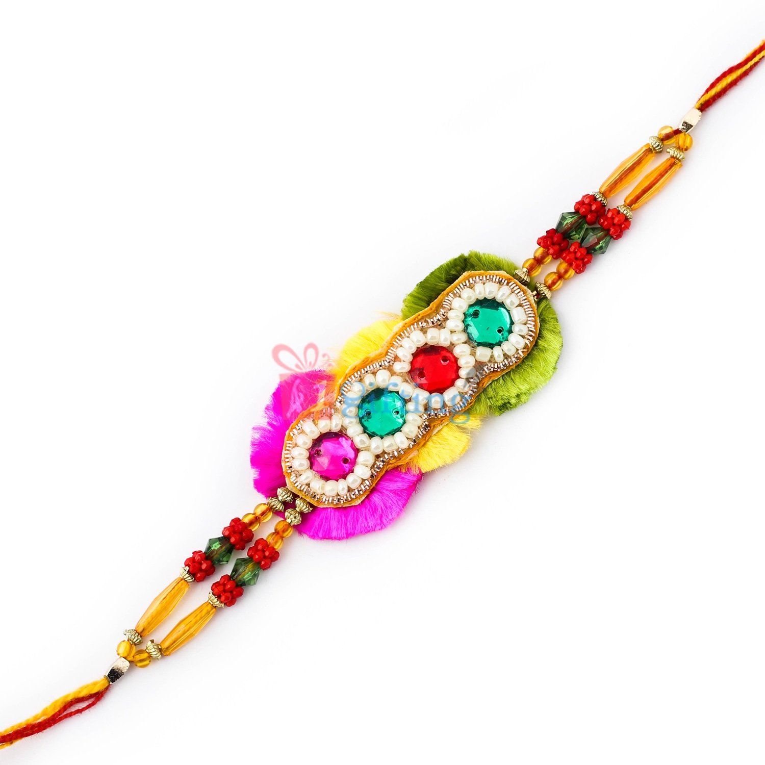 Designer colorful Rakhi with multi color beads mouli Rakhi