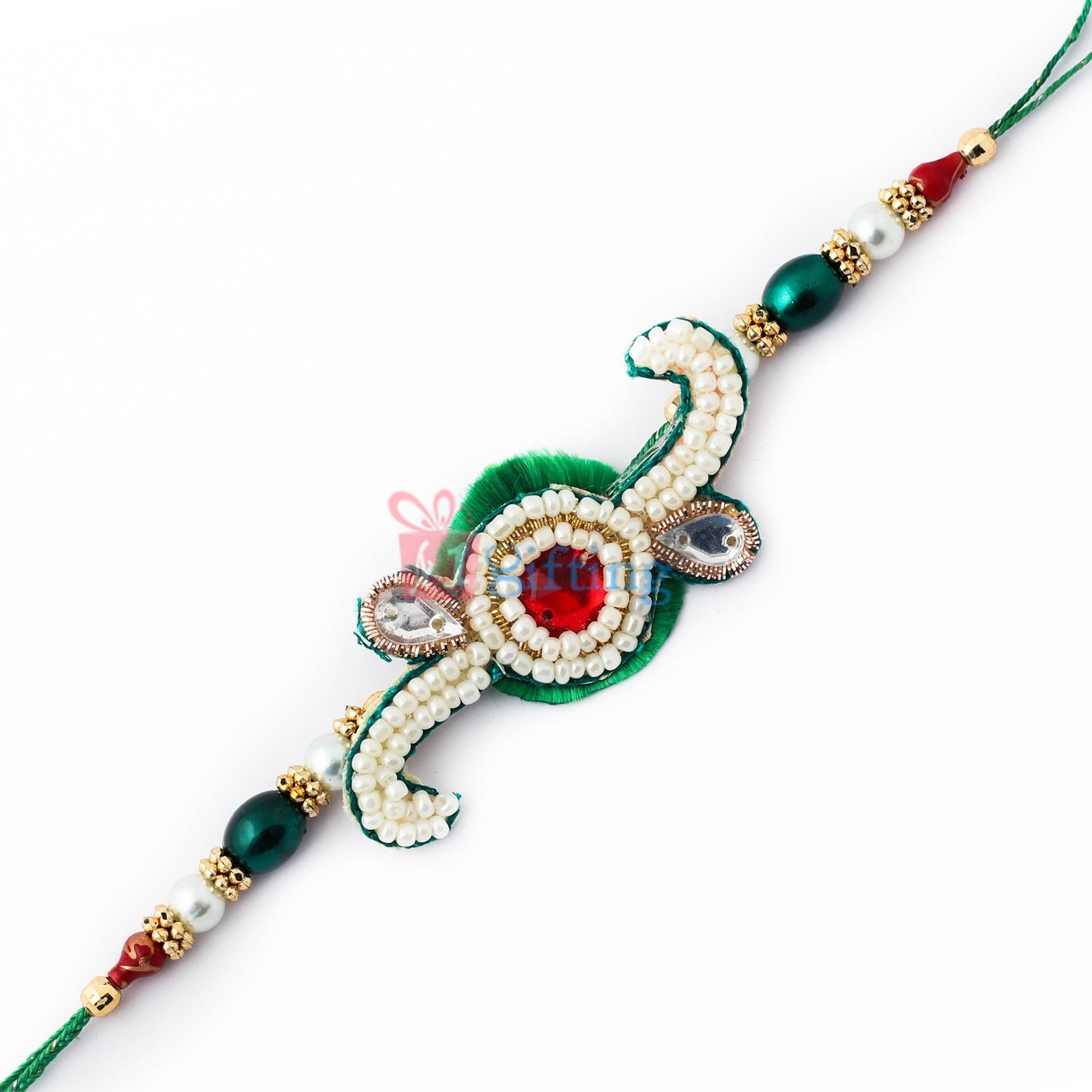 Superbly designed of pearl and beads Rakhi 