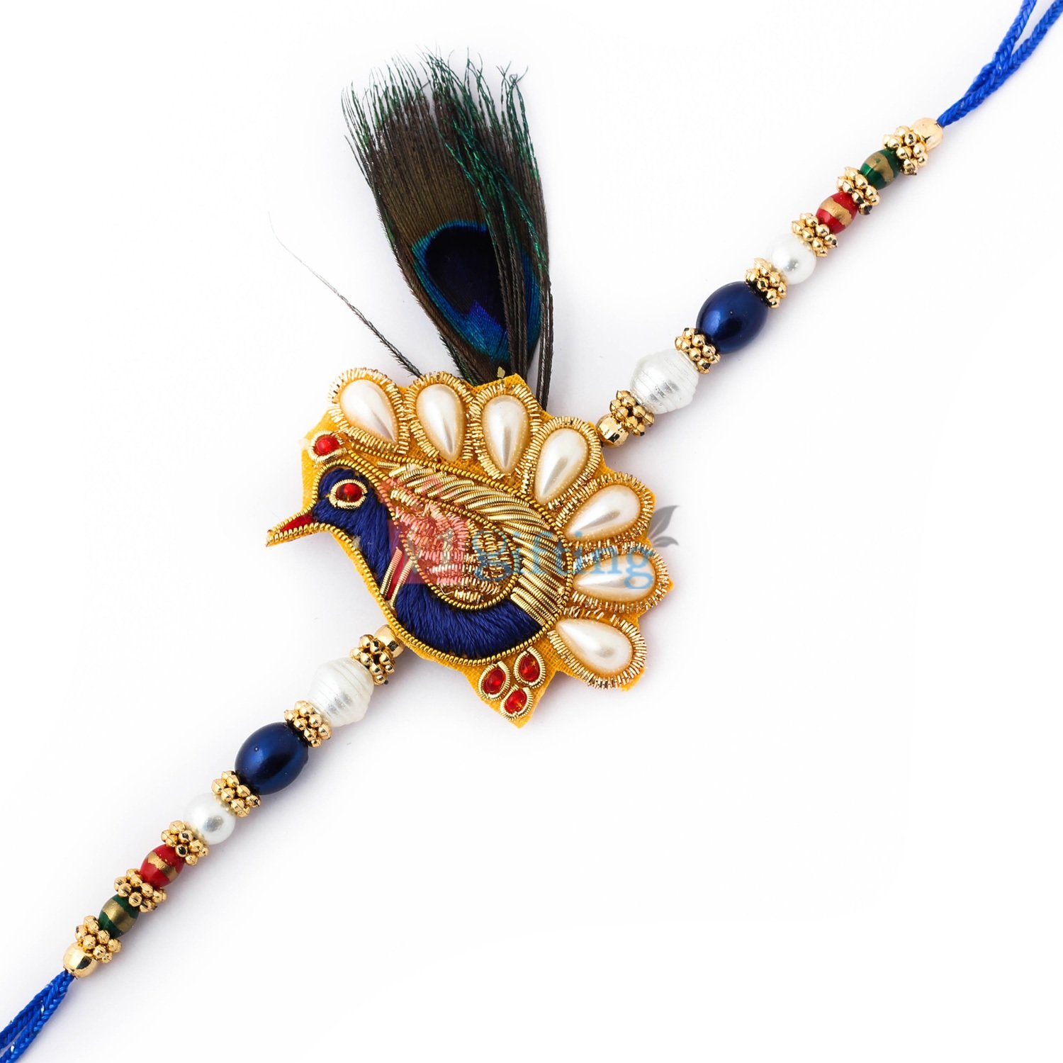 Newly peacock designed Rakhi with pearl and beads