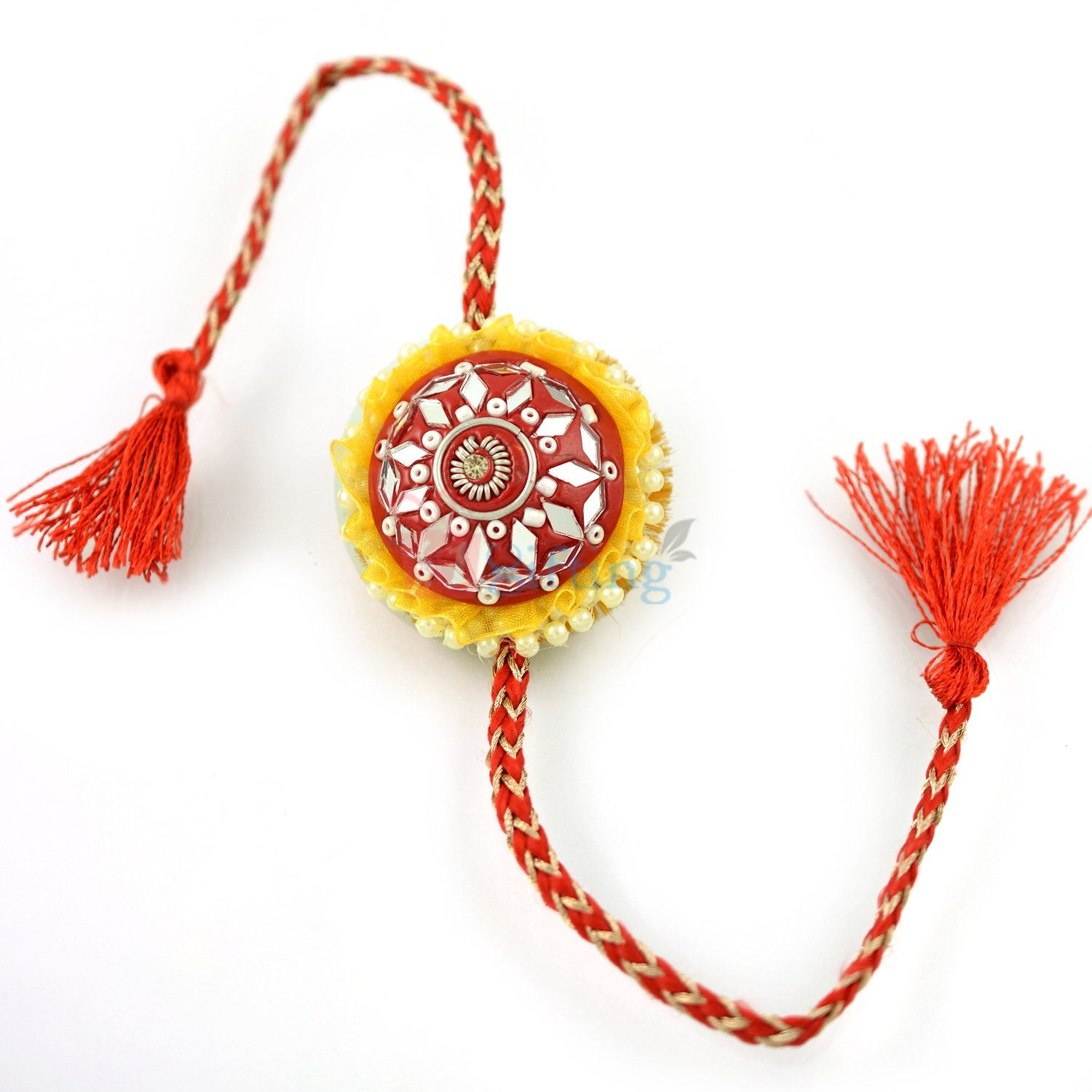 Wonderful Lacquer Glass Pearl Rakhi for Brother