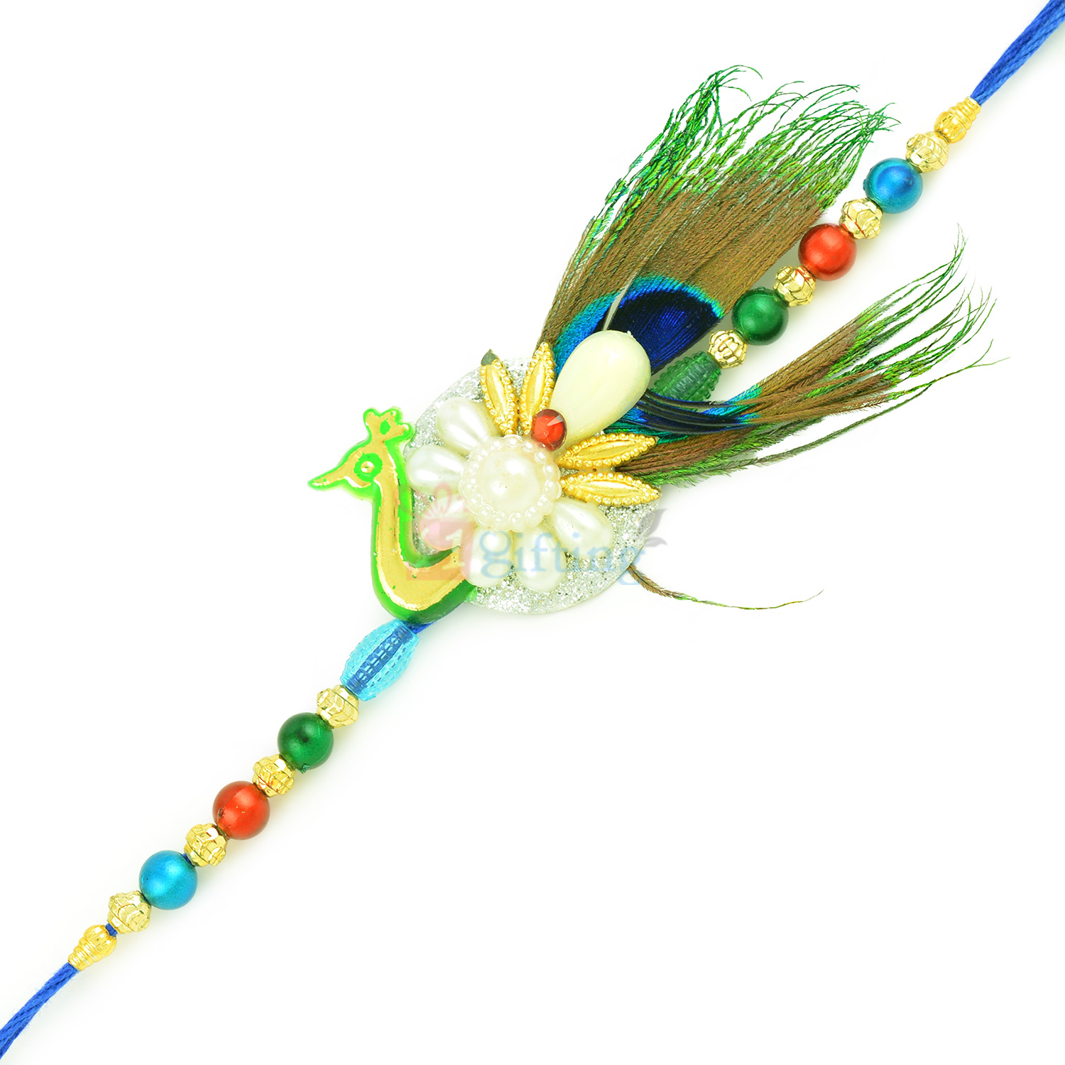 Designer Peacock Pearl Special Rakhi