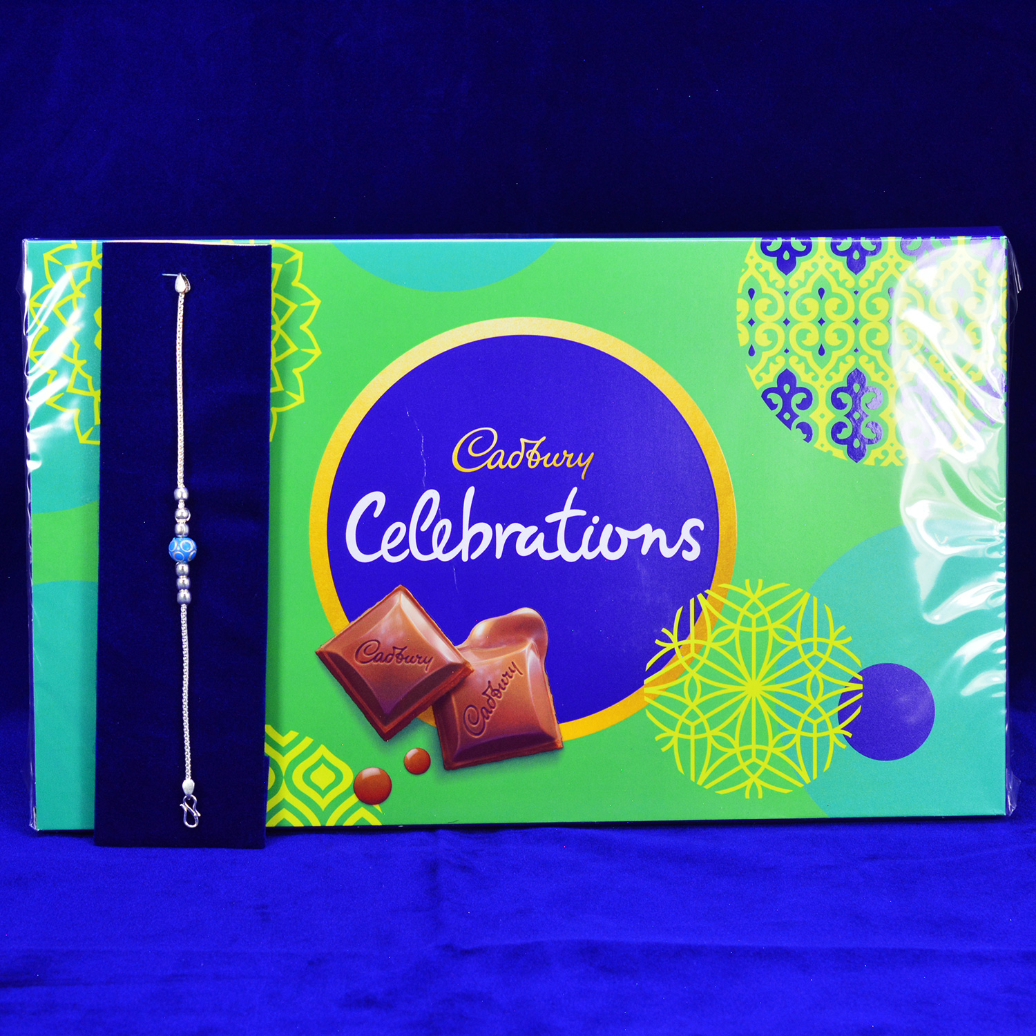 Branded Cadbury Celebrations Chocolate Small with Elegant Looking 70% Pure Silver Rakhi